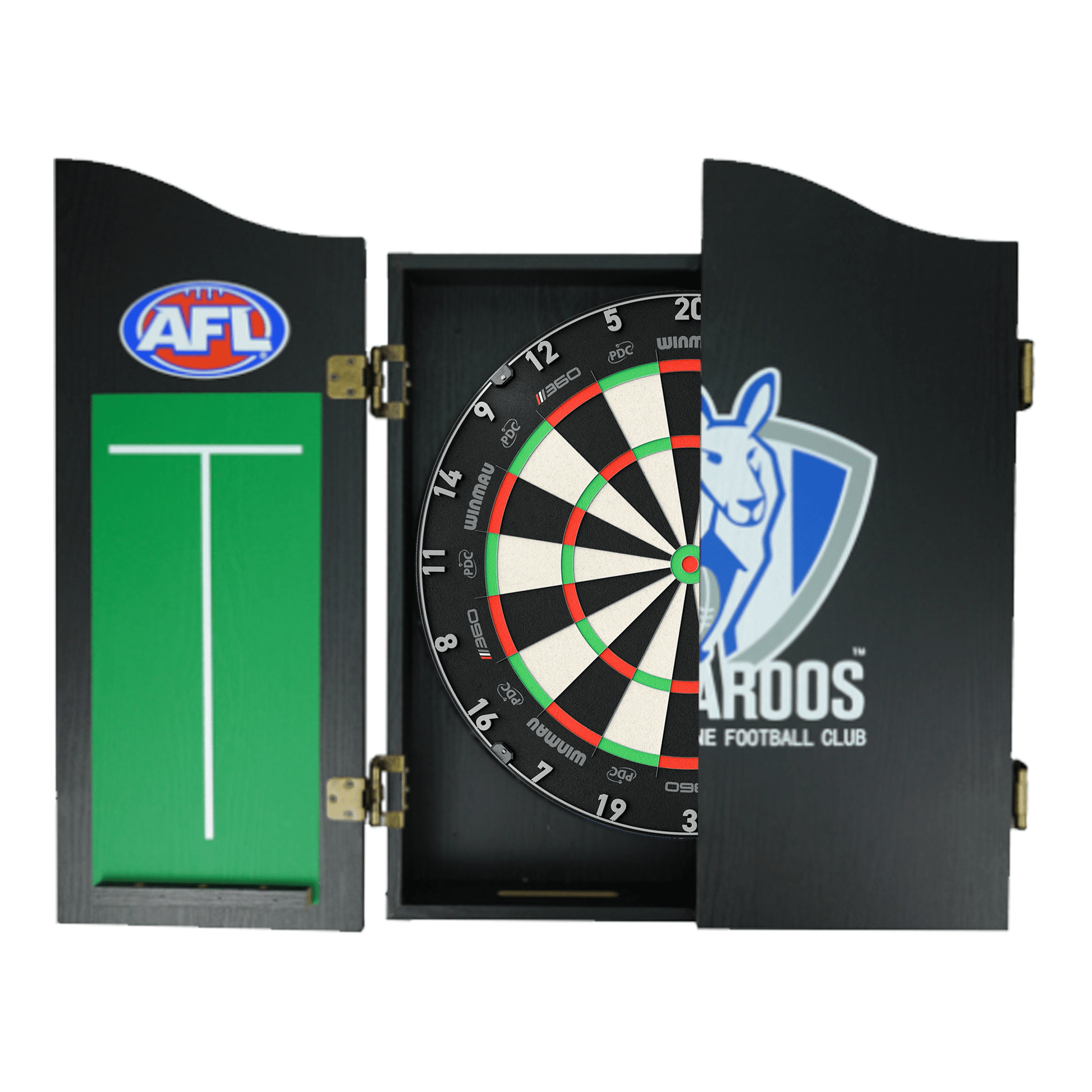 AFL Blade 360 Dartboard, Official AFL Cabinet & Darts - Complete Darts Set Blade 360 / North Melbourne Kangaroos Boards
