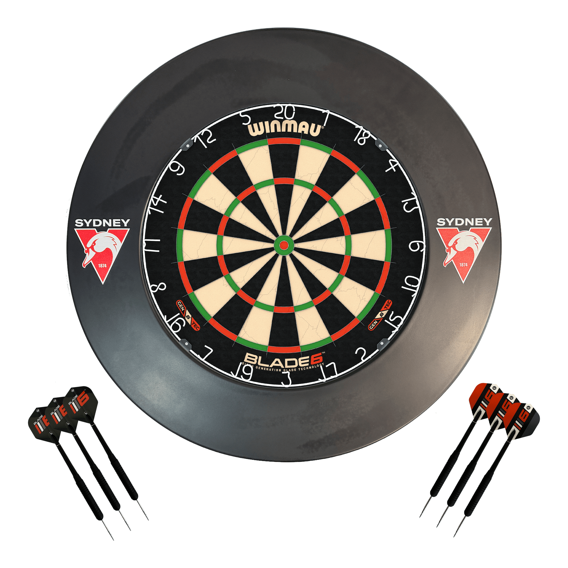 AFL Blade 6 Dartboard, Official AFL Surround & Darts - Complete Darts Set Blade 6 / Sydney Swans Boards