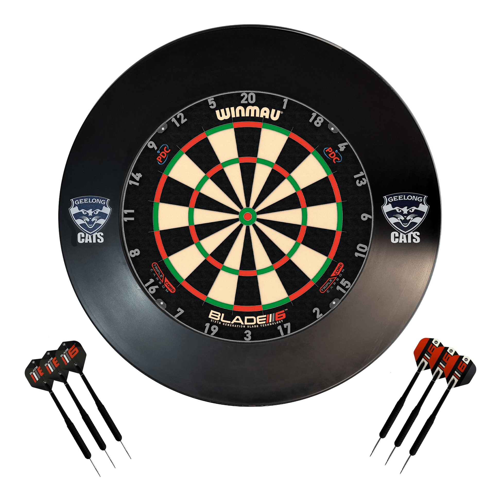 AFL Blade 6 Dartboard, Official AFL Surround & Darts - Complete Darts Set Blade 6 Triple Core / Geelong Cats Boards