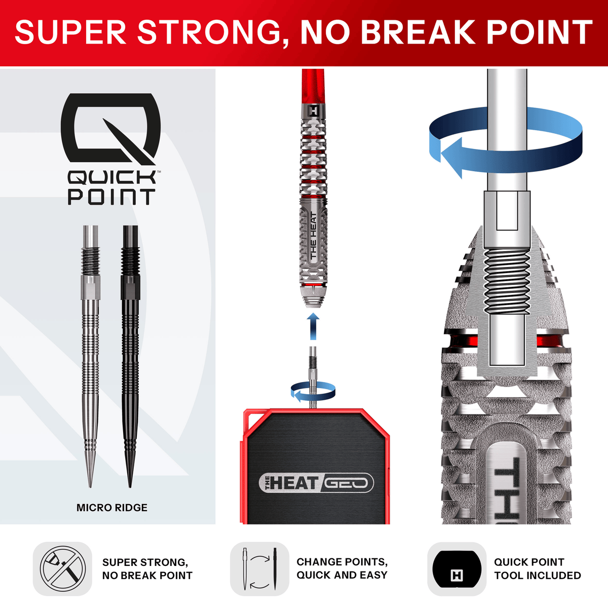 Harrows Damon Heta Geo Quick Point - 90% Tungsten Steel Tip Darts Darts