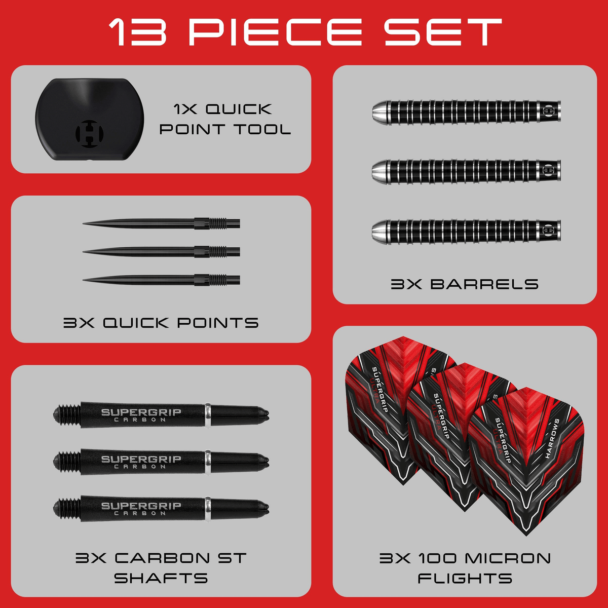 Harrows Supergrip Ultra Quick Point - 90% Tungsten Steel Tip Darts Darts