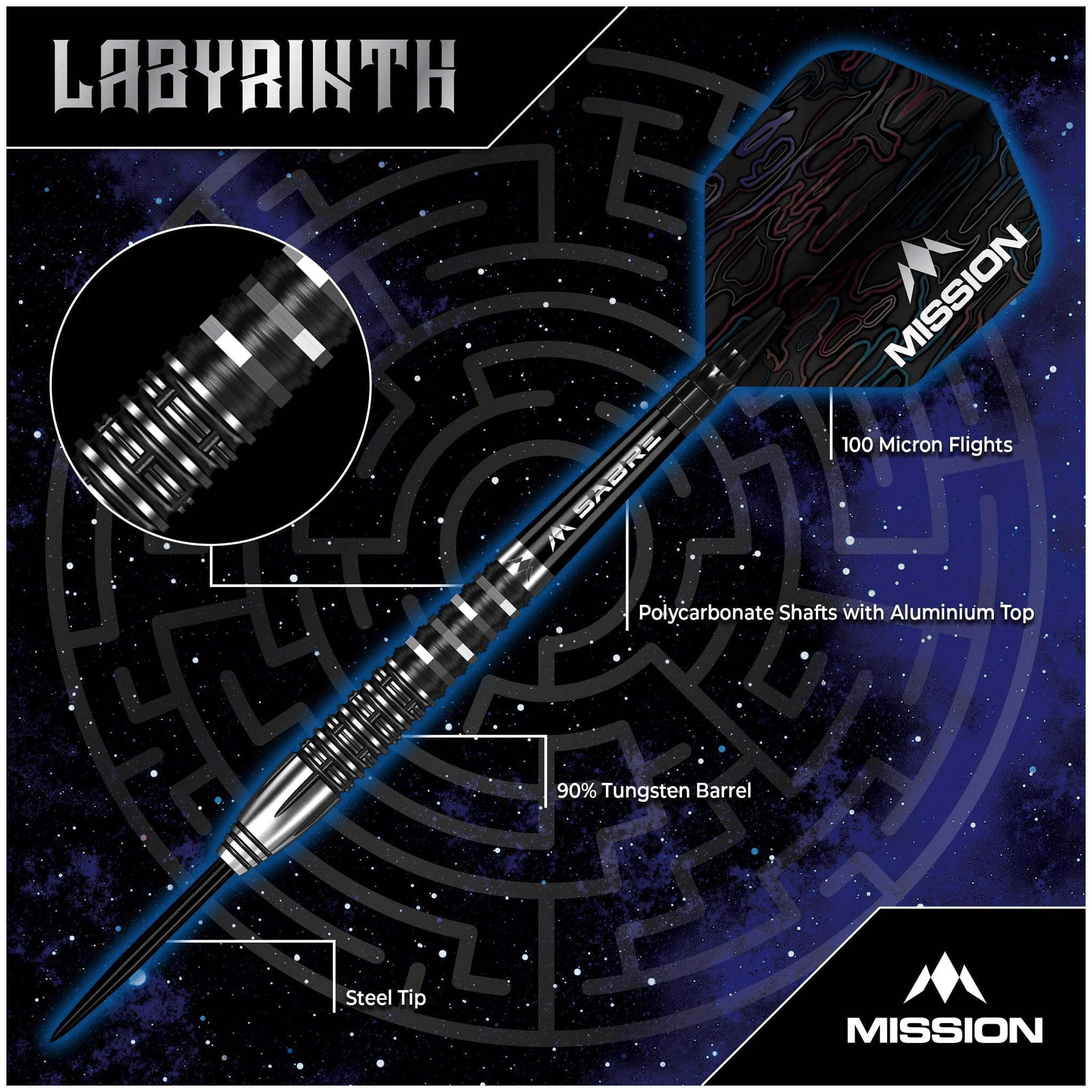 Mission Labyrinth - 90% Tungsten Steel Tip Darts Darts