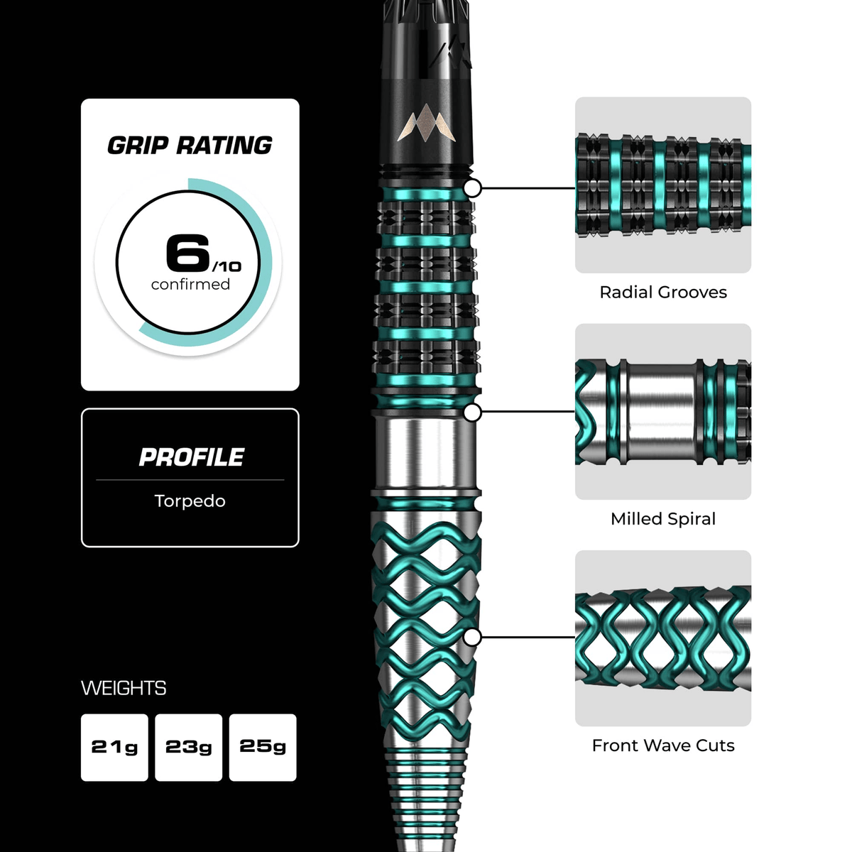Mission Neptune R2.5 Rapid Point - 90% Tungsten Steel Tip Darts Darts