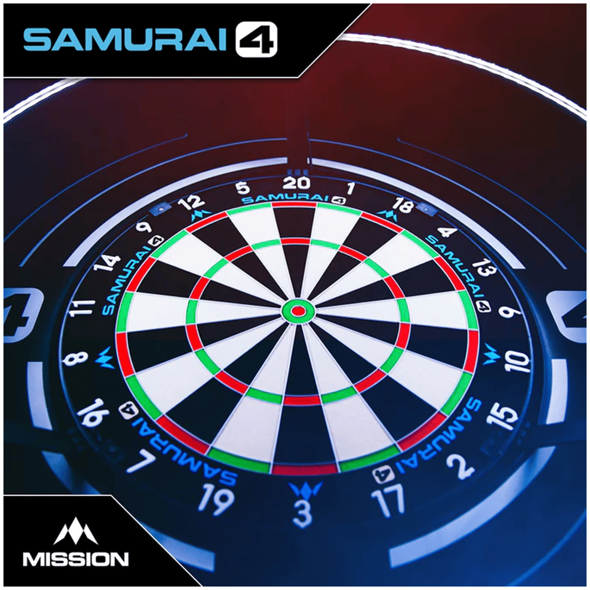 Mission Samurai 4 Dartboard, Surround & Torus Light Bundle Dartboard Bundles
