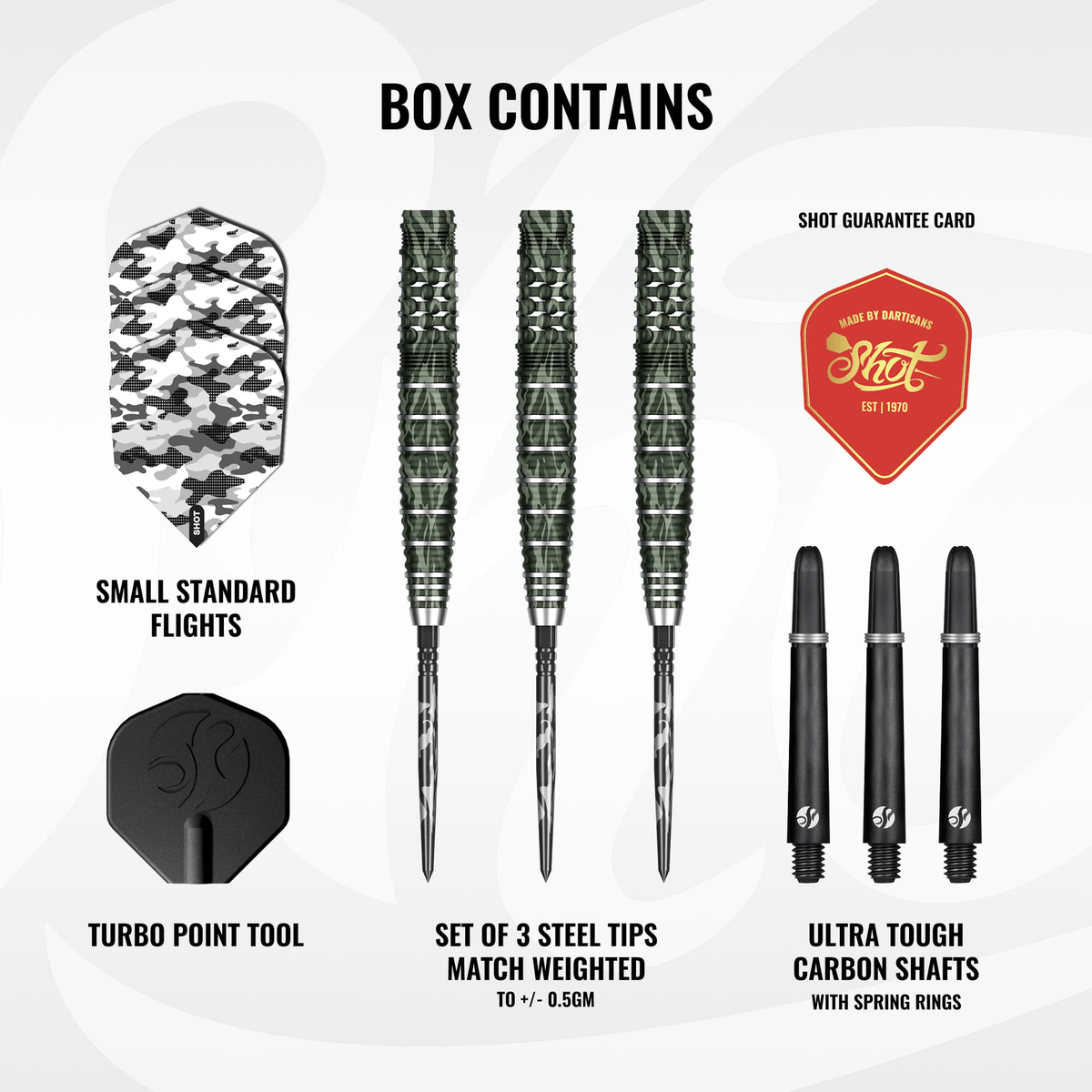 Shot Camo Ghillie Turbo Point - 90% Tungsten Steel Tip Darts Darts