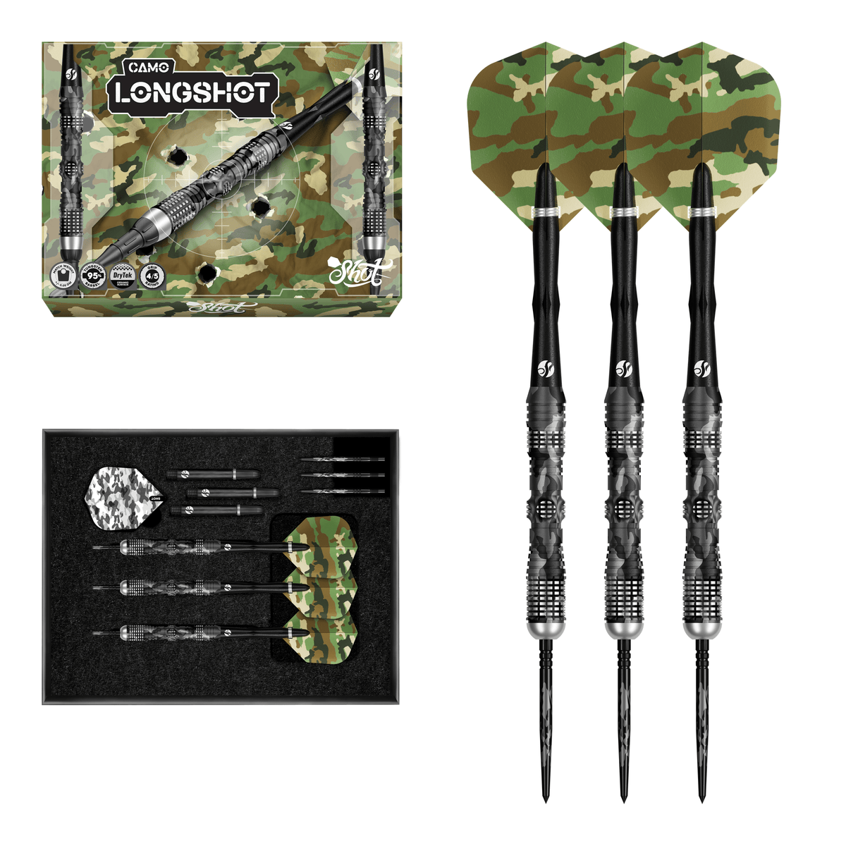 Shot Camo Longshot Turbo Point - 95% Tungsten Steel Tip Darts 23 Grams Darts