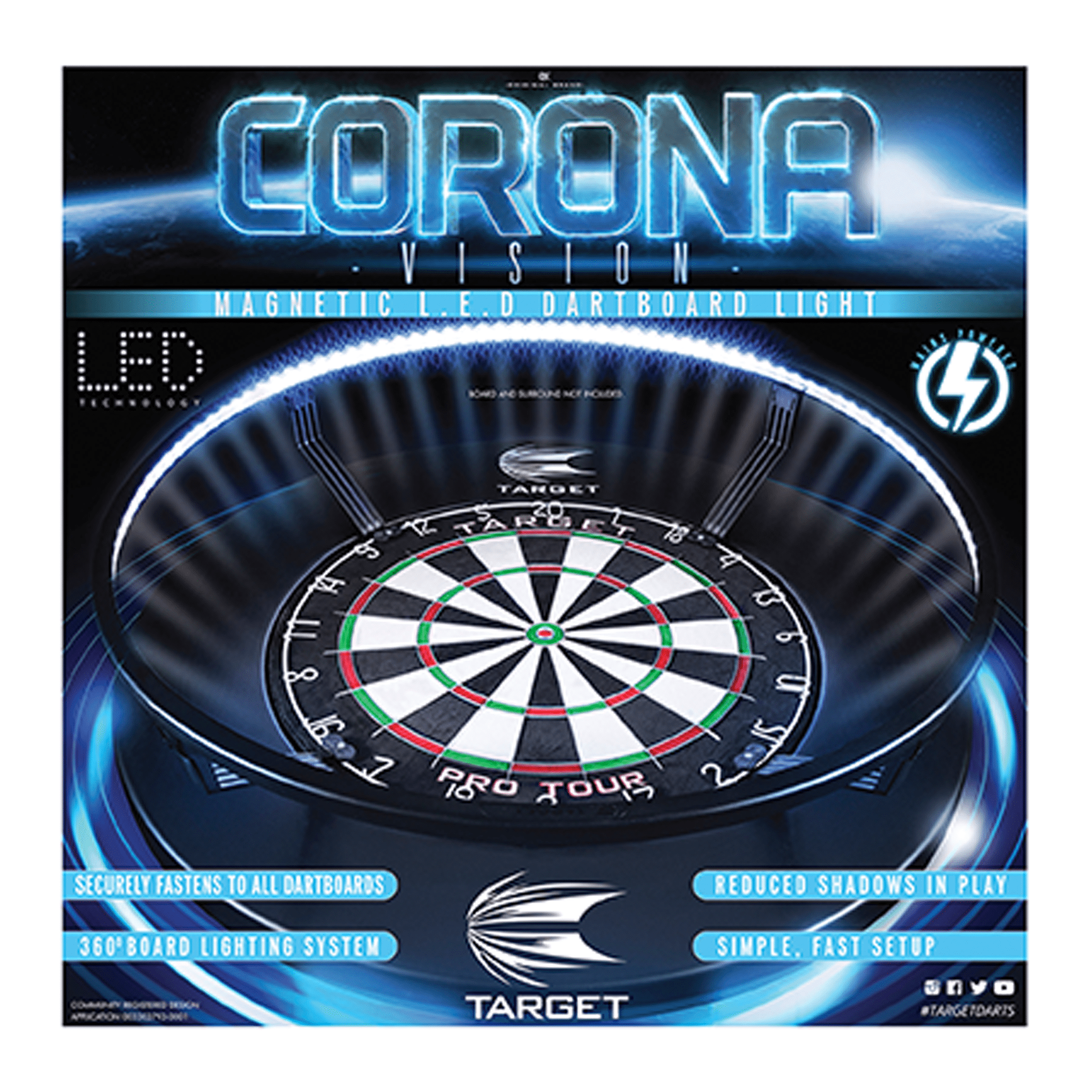 Target Tor Dartboard, Surround & Corona Light Bundle Dartboard Bundles