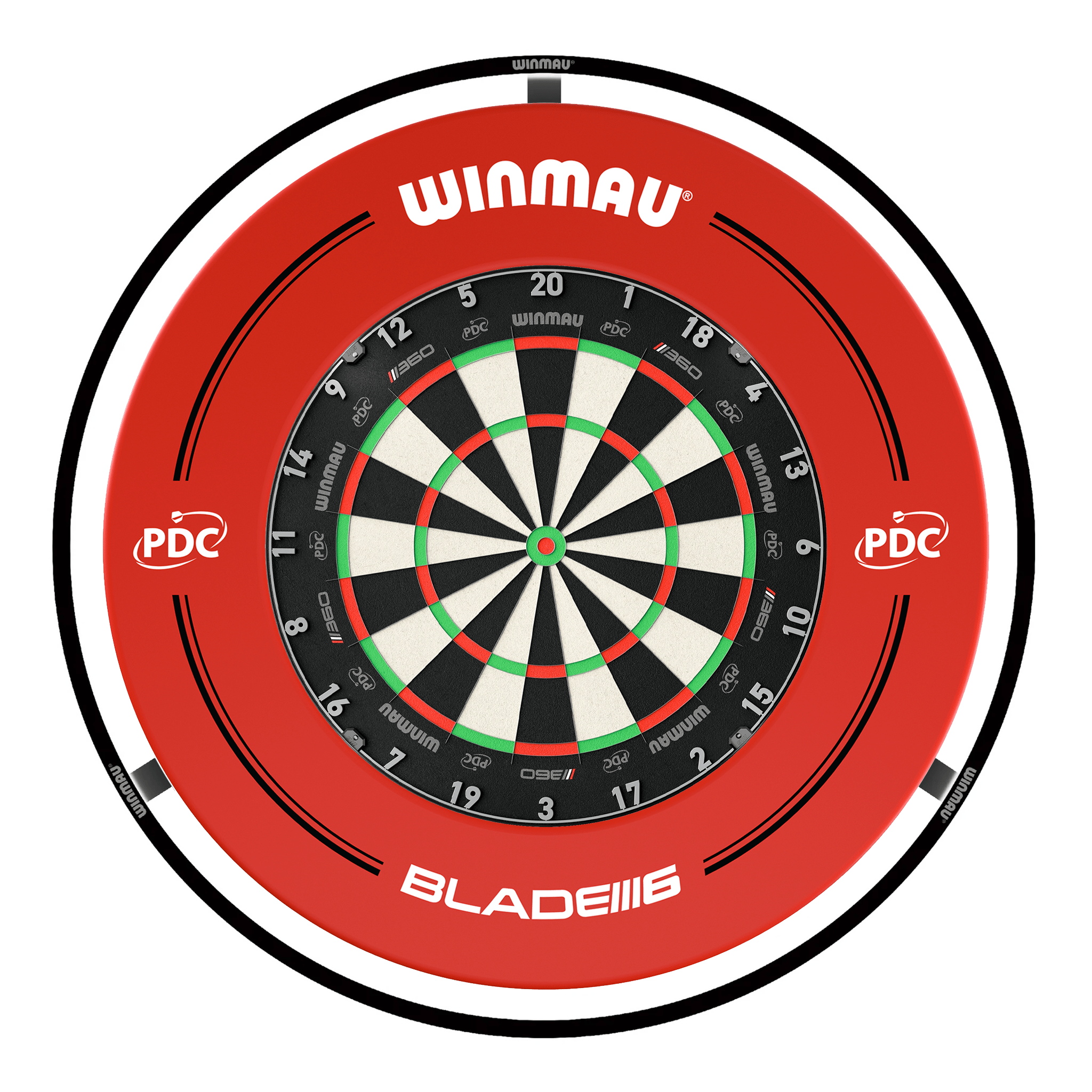 Winmau Blade 360 Dartboard, Surround & Plasma Light Bundle Dartboard Bundles