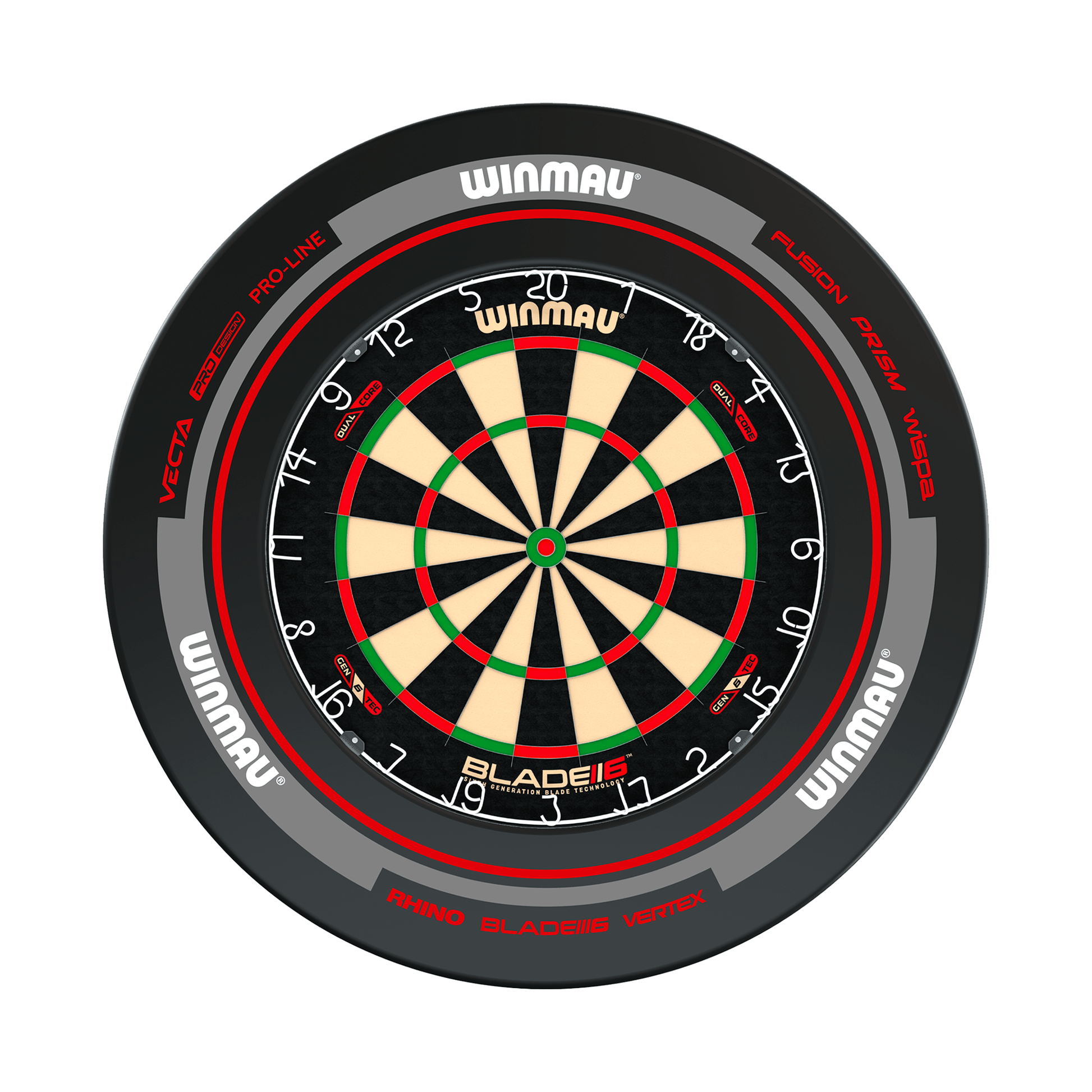 Winmau Blade 6 Dartboard & Surround Bundle Blade 6 Dual Core / Advance Black/Red Boards