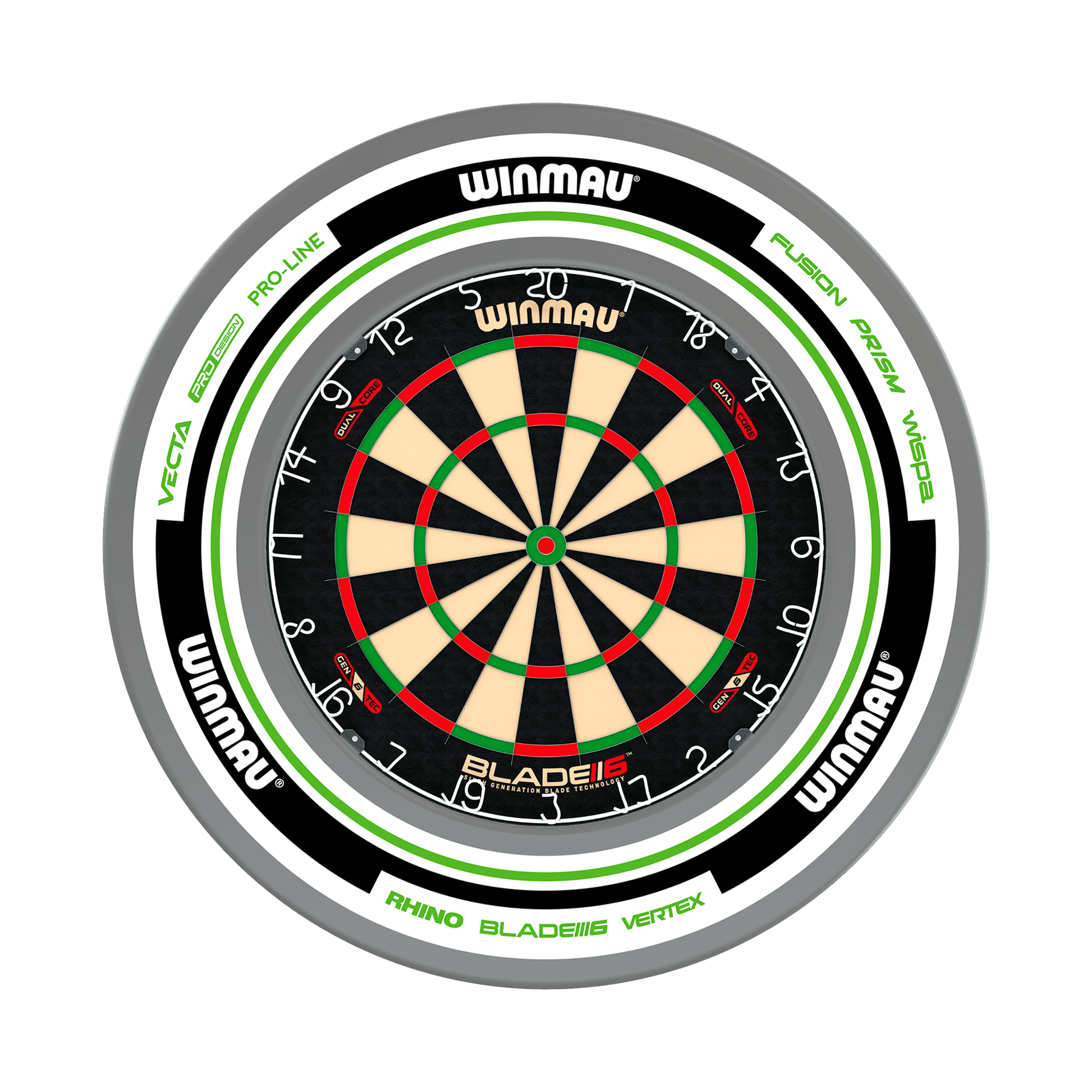 Winmau Blade 6 Dartboard & Surround Bundle Blade 6 Dual Core / Advance White/Green Boards