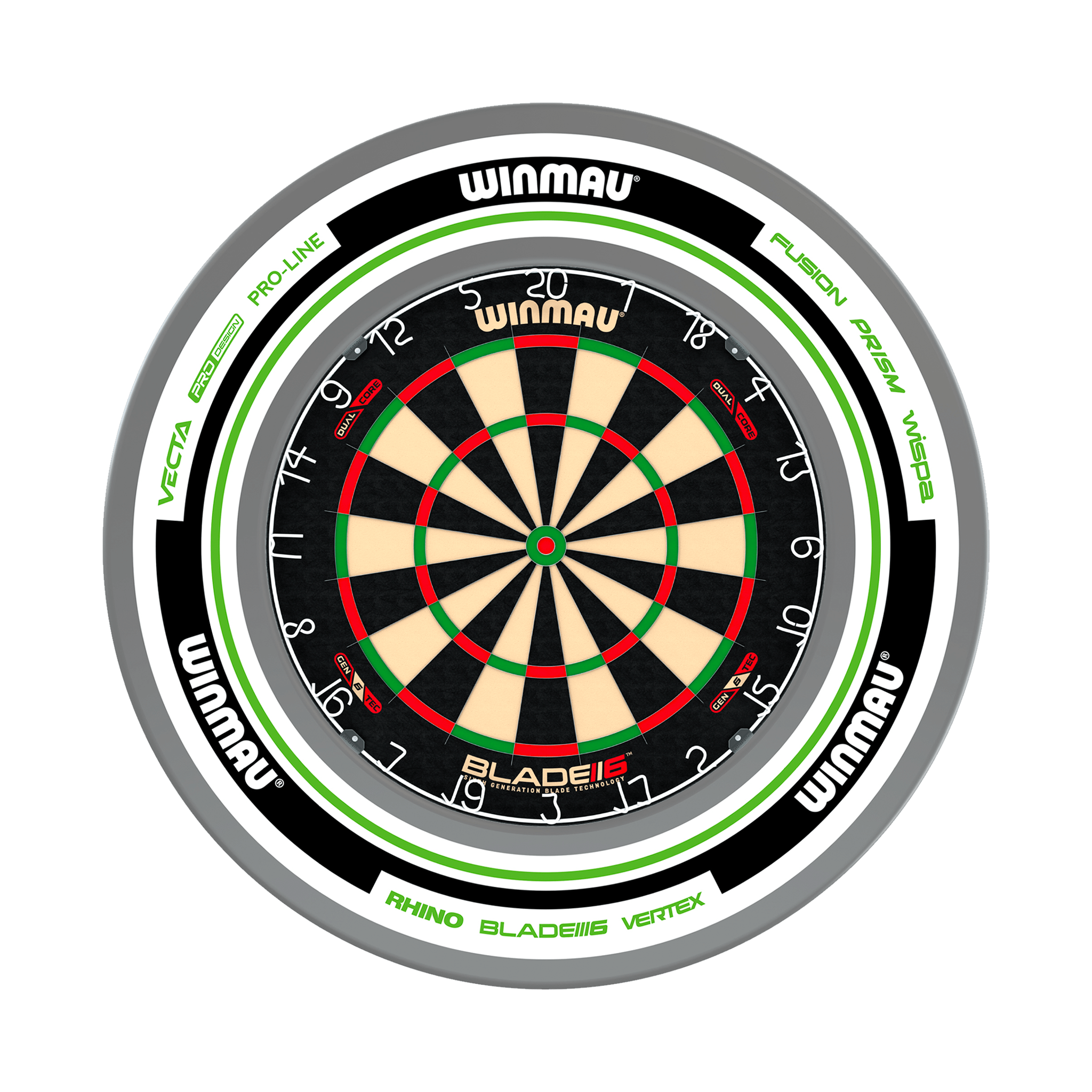 Winmau Blade 6 Dartboard & Surround Bundle Blade 6 Dual Core / Advance White/Green Boards