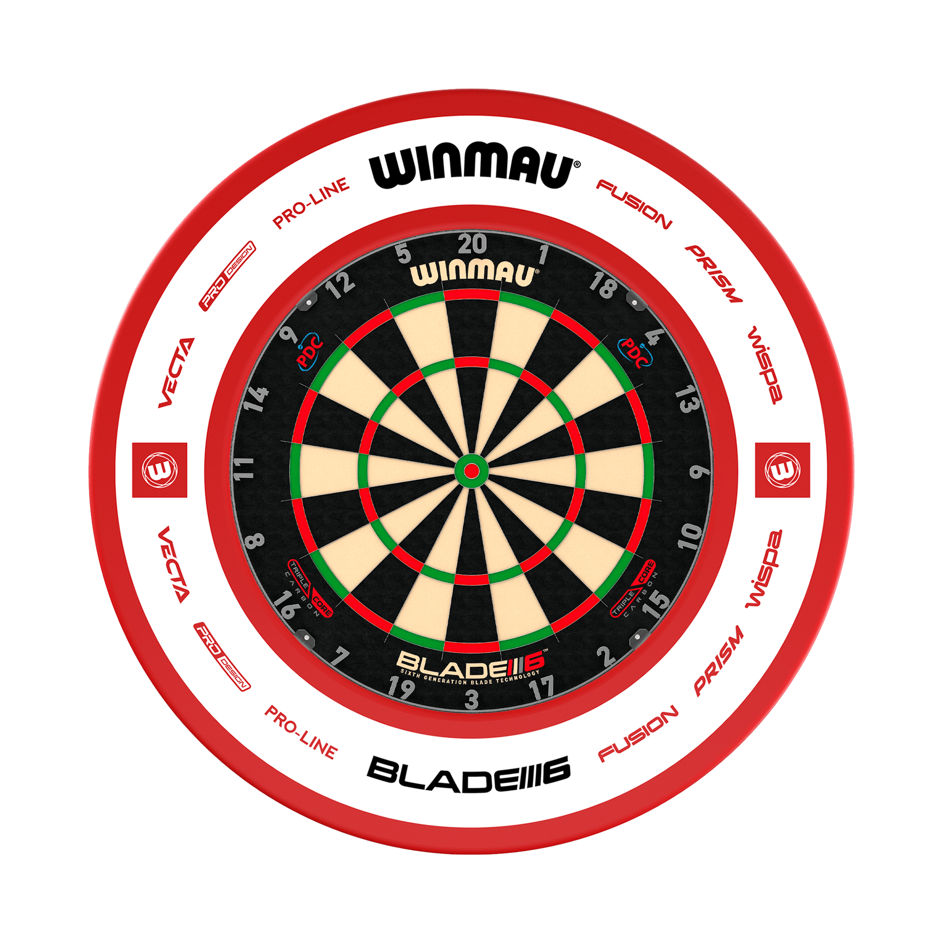 Winmau Blade 6 Dartboard & Surround Bundle Blade 6 Triple Core / Pro 2.0 Red Boards