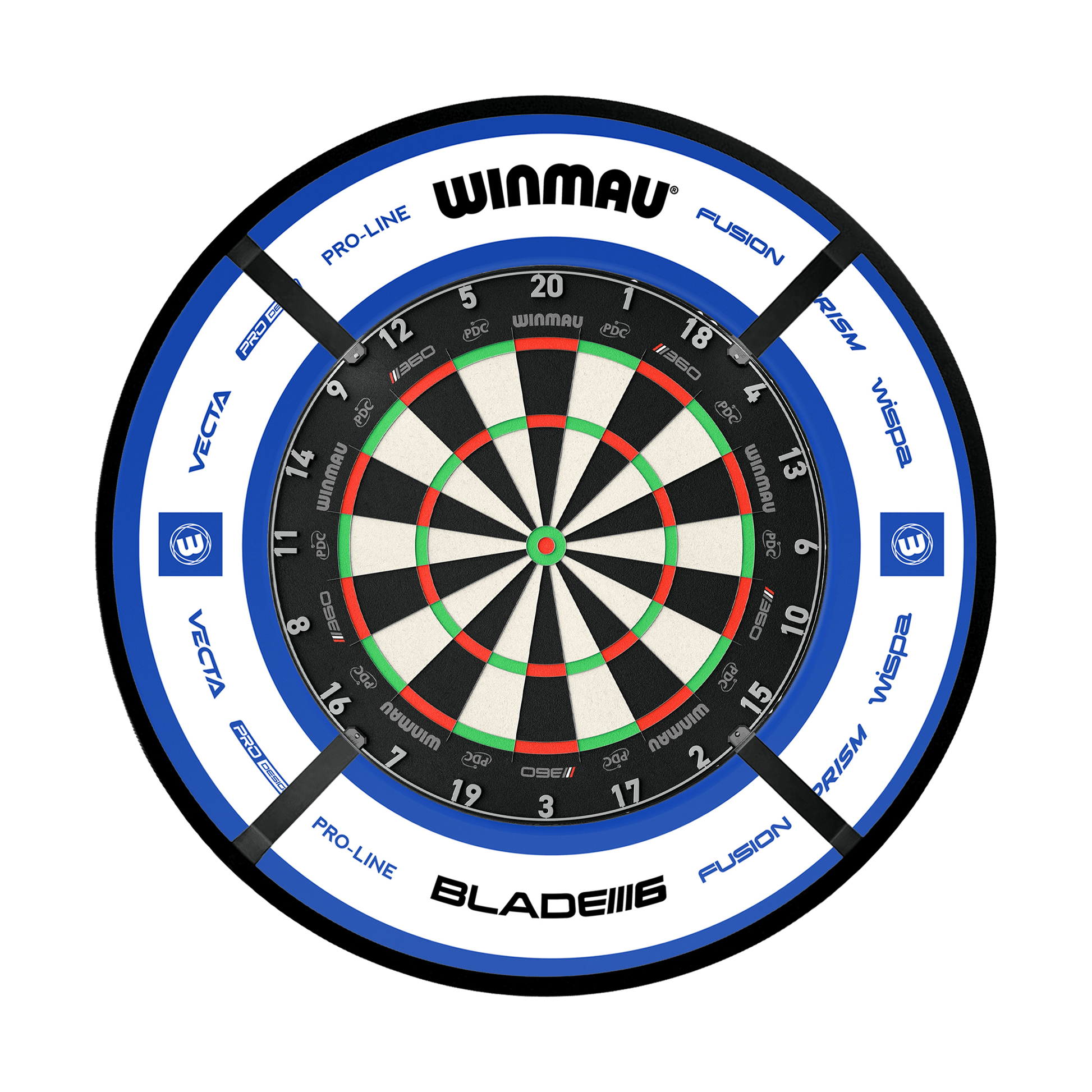 Winmau Blade 6 Dartboard, Surround & Corona Light Bundle Boards