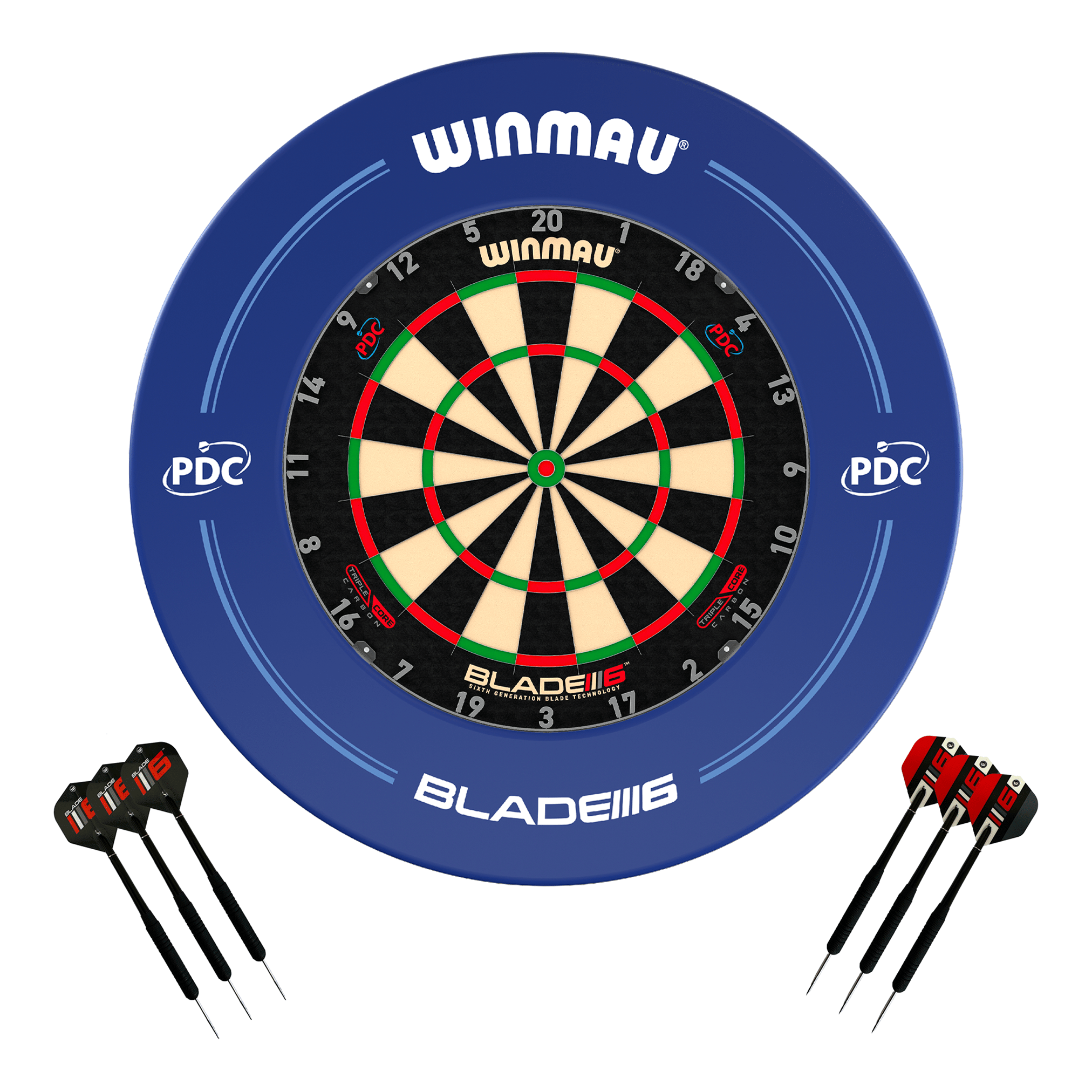 Winmau Blade 6 Dartboard, Surround & Darts - Complete Darts Set Boards