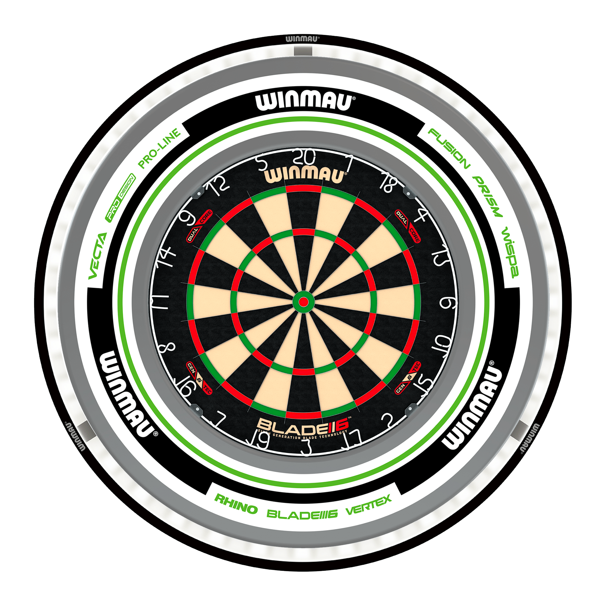 Blade 6 Dual Core Dartboard, Surround & Plasma Light Bundle