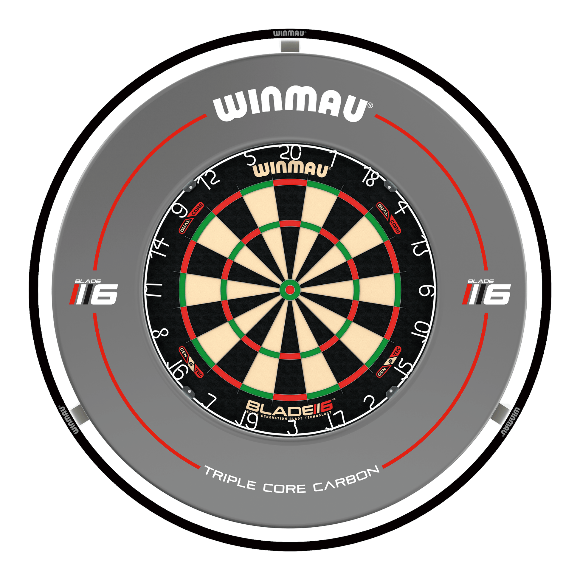 Winmau Blade 6 Dual Core Dartboard, Surround & Black Plasma Light Bundle Blade 6 Dual Core / Triple Core / Winmau Plasma Black Boards