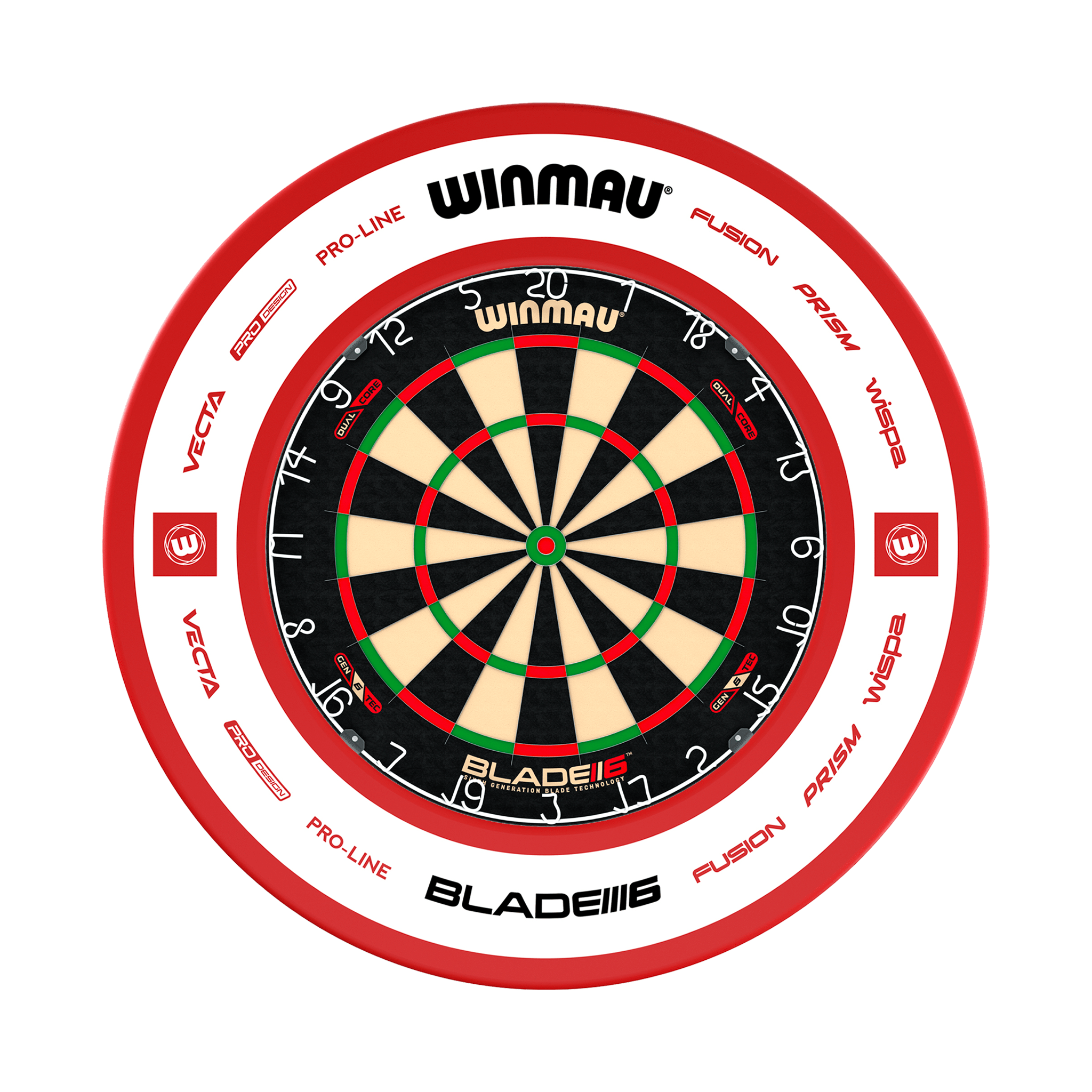 Winmau Blade 6 Dual Core Dartboard & Surround Bundle Blade 6 Dual Core / Pro 2.0 Red Boards