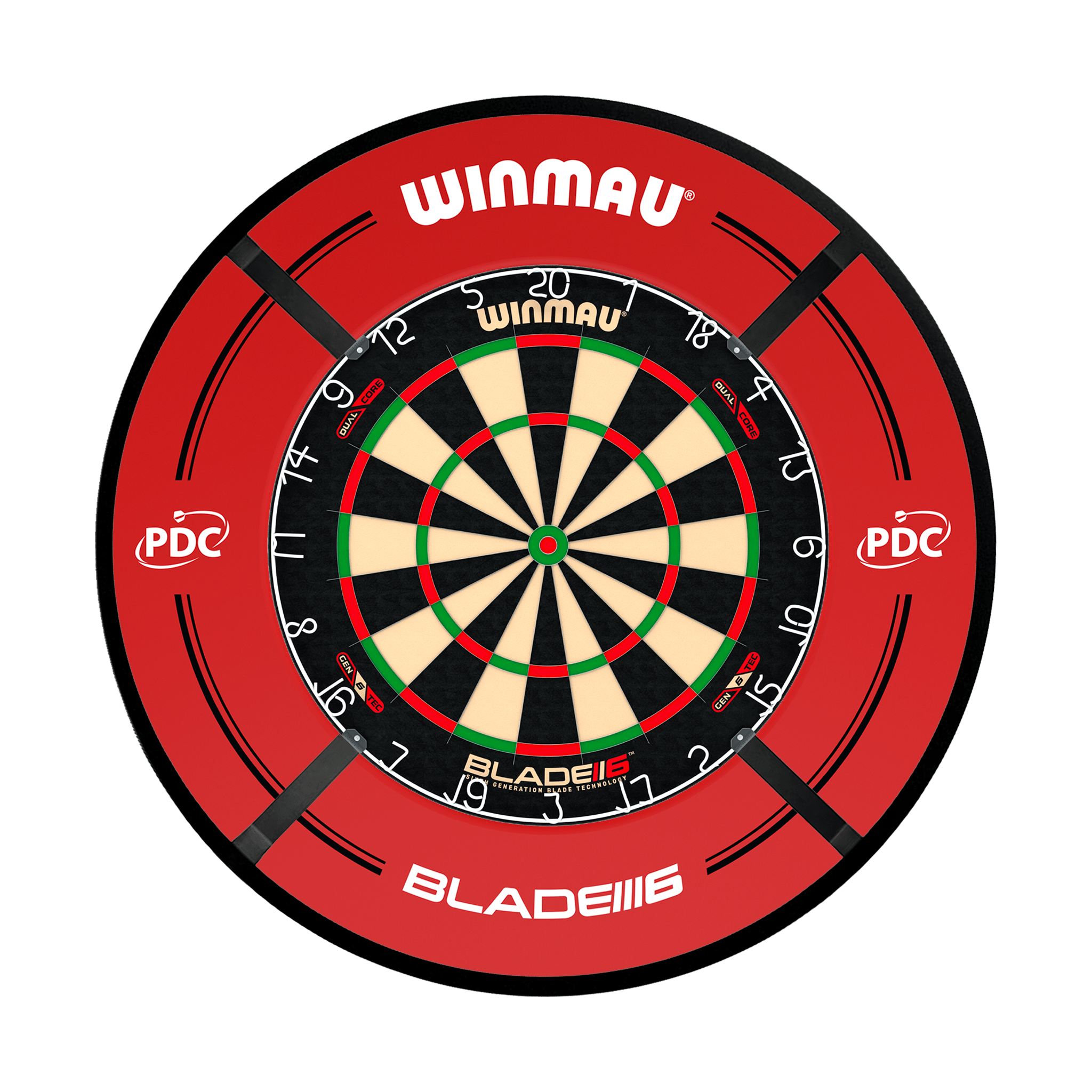 Winmau Blade 6 Dual Core Dartboard, Surround & Corona Light Bundle Blade 6 Dual Core / PDC Red / Target Corona Vision Boards