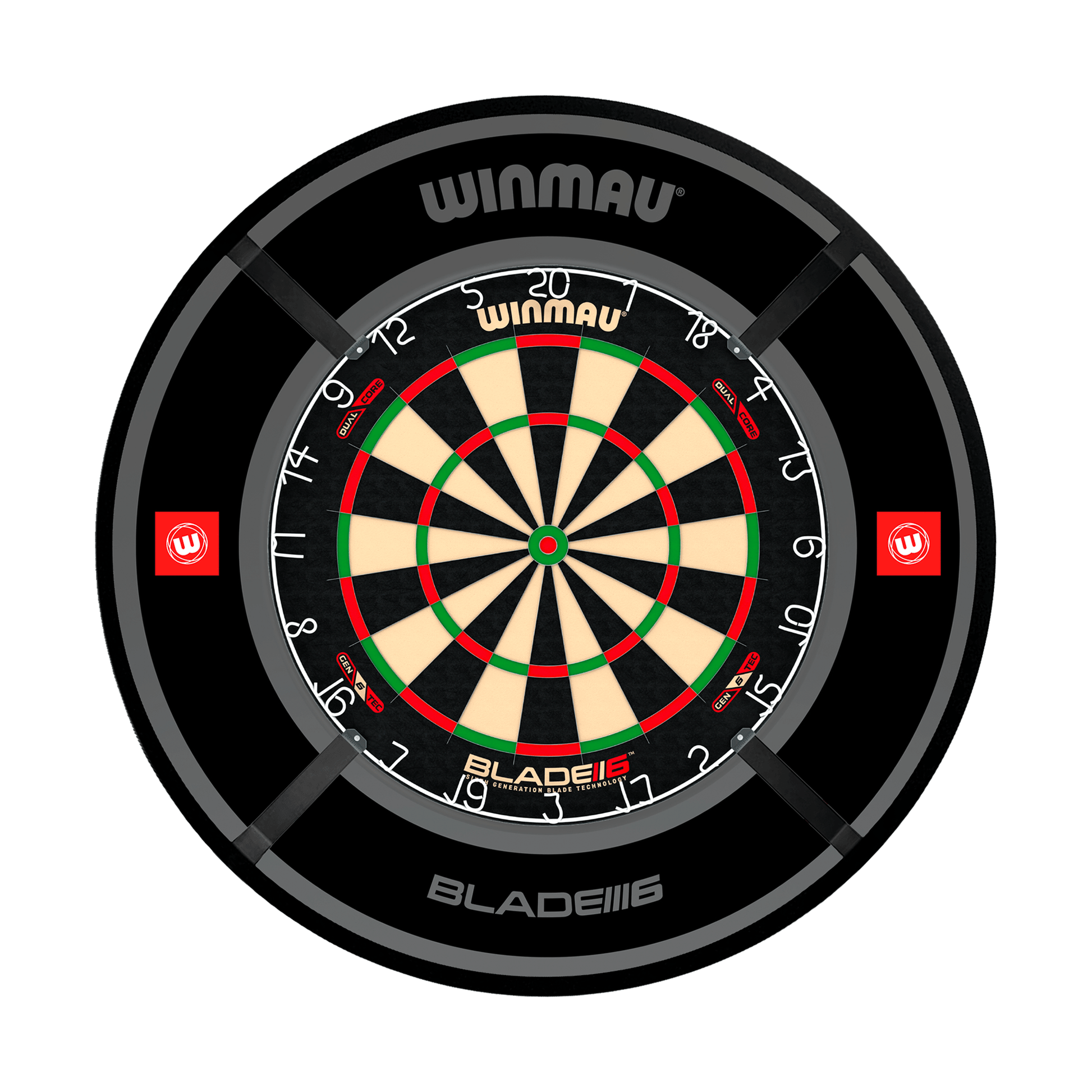 Winmau Blade 6 Dual Core Dartboard, Surround & Corona Light Bundle Blade 6 Dual Core / Pro 1.0 Black / Target Corona Vision Boards
