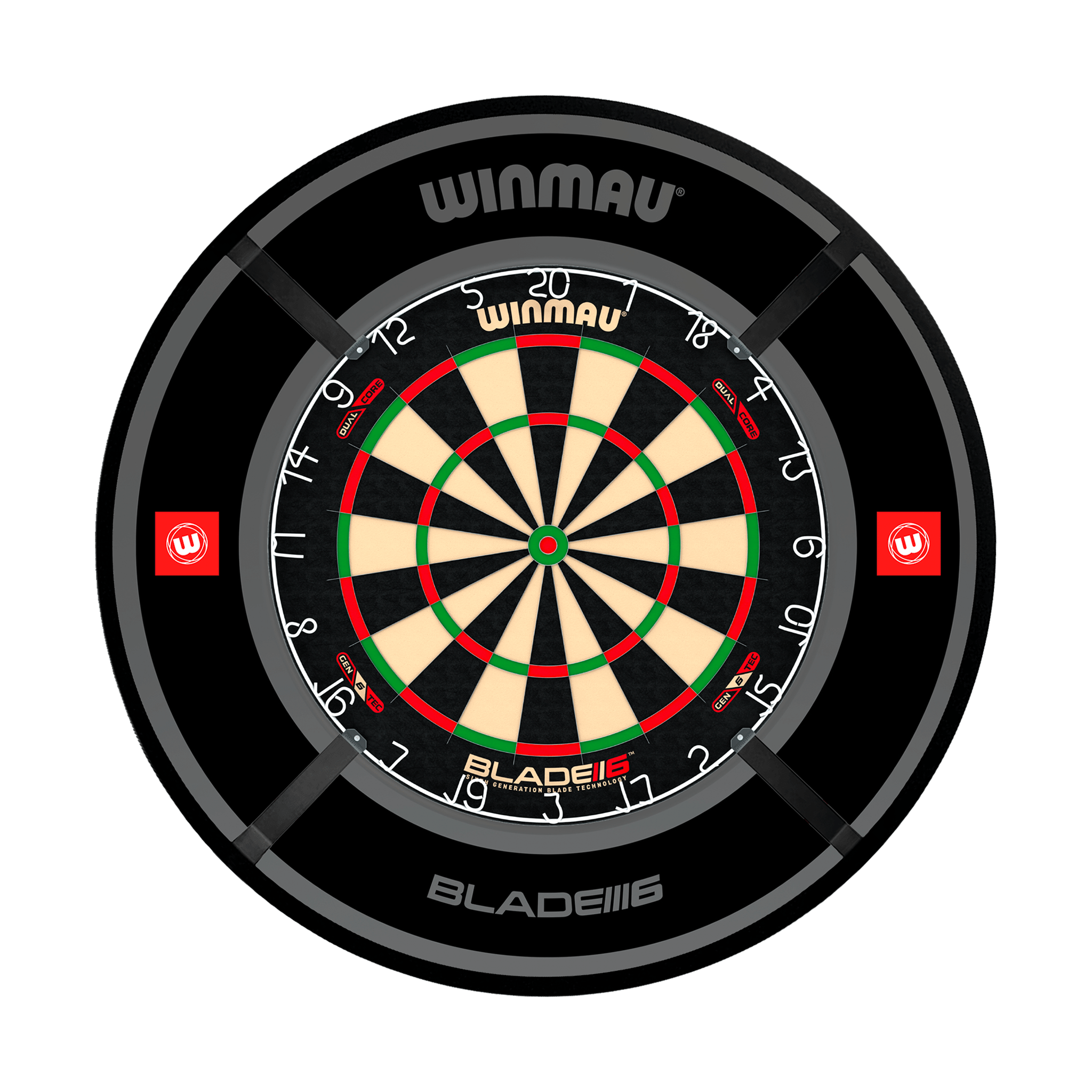 Winmau Blade 6 Dual Core Dartboard, Surround & Corona Light Bundle Blade 6 Dual Core / Pro 1.0 Black / Target Corona Vision Boards