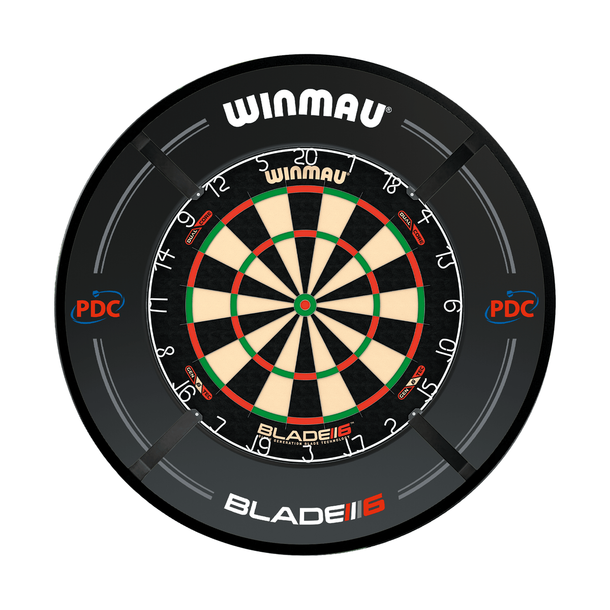 Winmau Blade 6 Dual Core Dartboard, Surround & Corona Light Bundle Dartboard Bundles