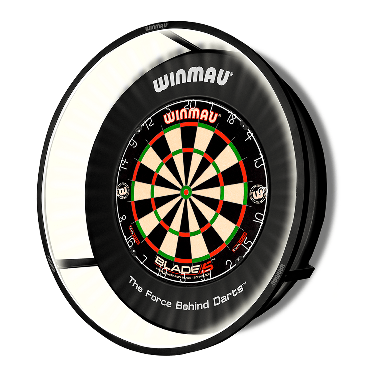 Winmau Blade 6 Dual Core Dartboard, Surround & Plasma Light Bundle Dartboard Bundles