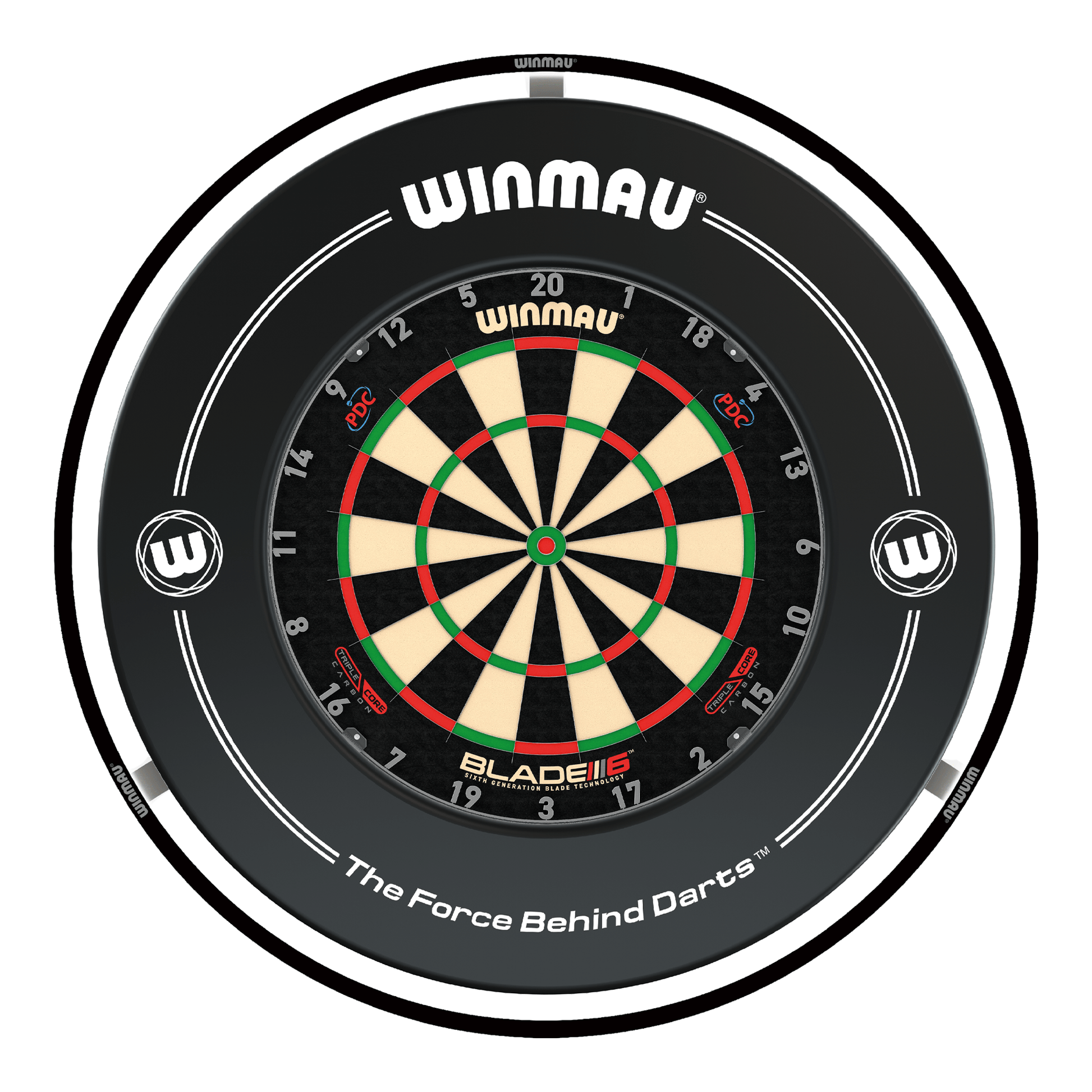 Winmau Blade 6 Triple Core Dartboard, Surround & Black Plasma Light Bundle Blade 6 Triple Core / Black / Winmau Plasma Black Boards
