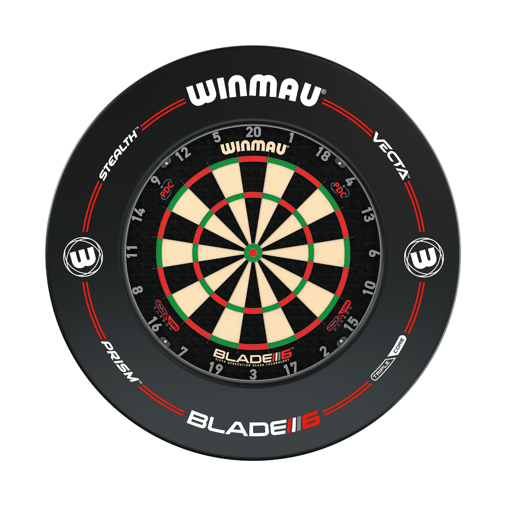 Winmau Blade 6 Triple Core Dartboard & Surround Bundle Blade 6 Triple Core / Pro-Line Black Boards