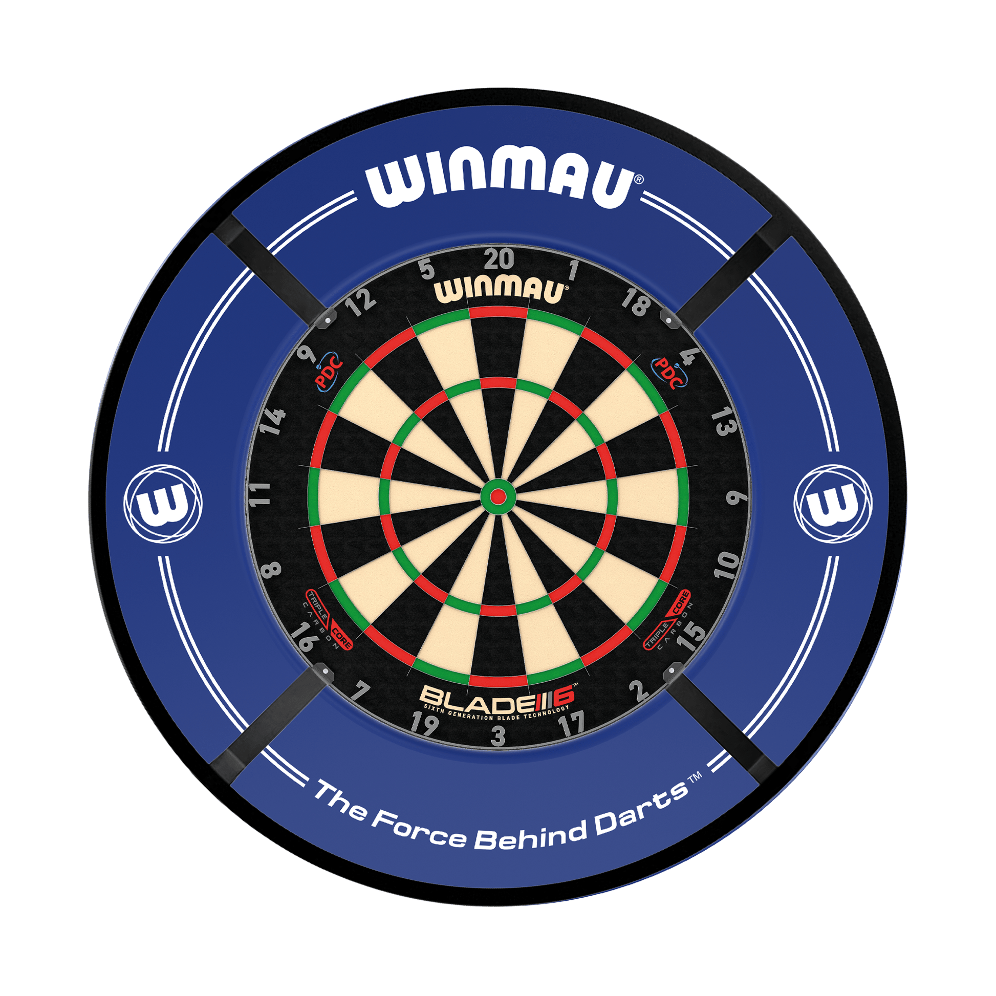 Winmau Blade 6 Triple Core Dartboard, Surround & Corona Light Bundle Blade 6 Triple Core / Blue / Target Corona Vision Boards