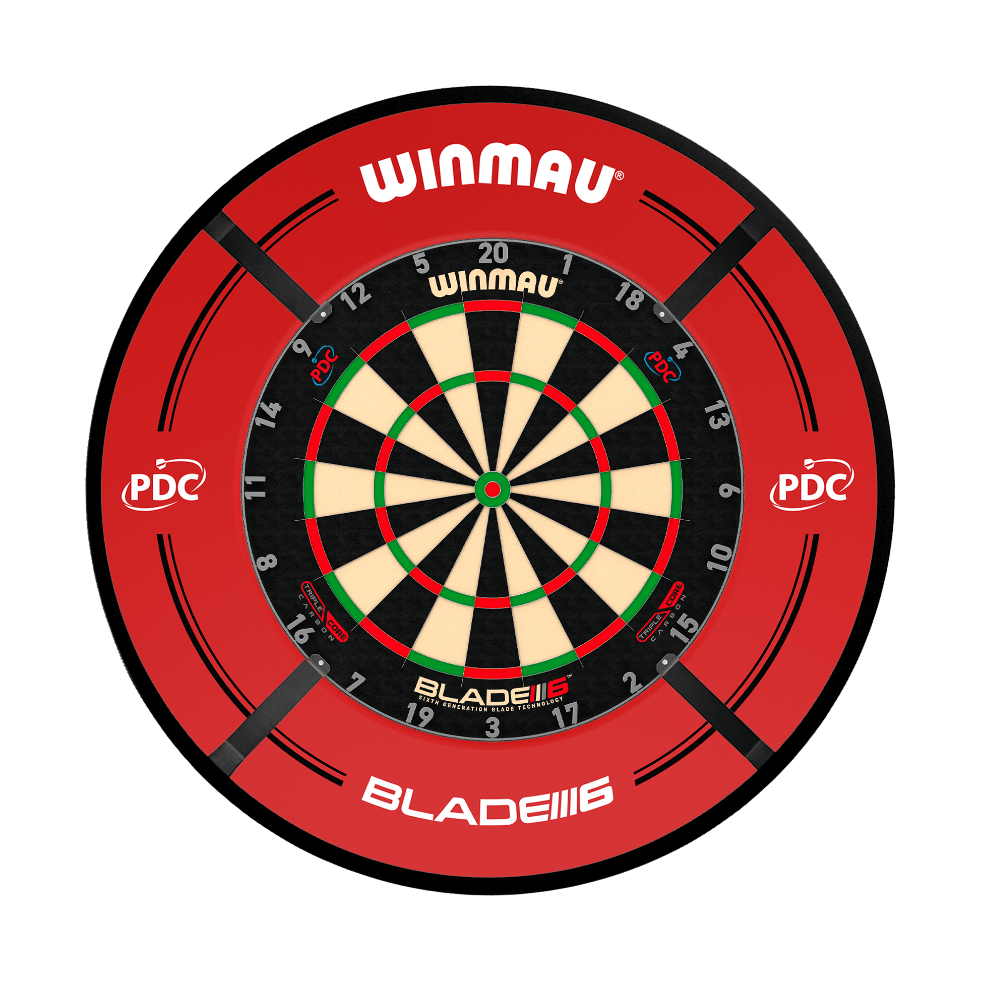 Winmau Blade 6 Triple Core Dartboard, Surround & Corona Light Bundle Blade 6 Triple Core / PDC Red / Target Corona Vision Boards