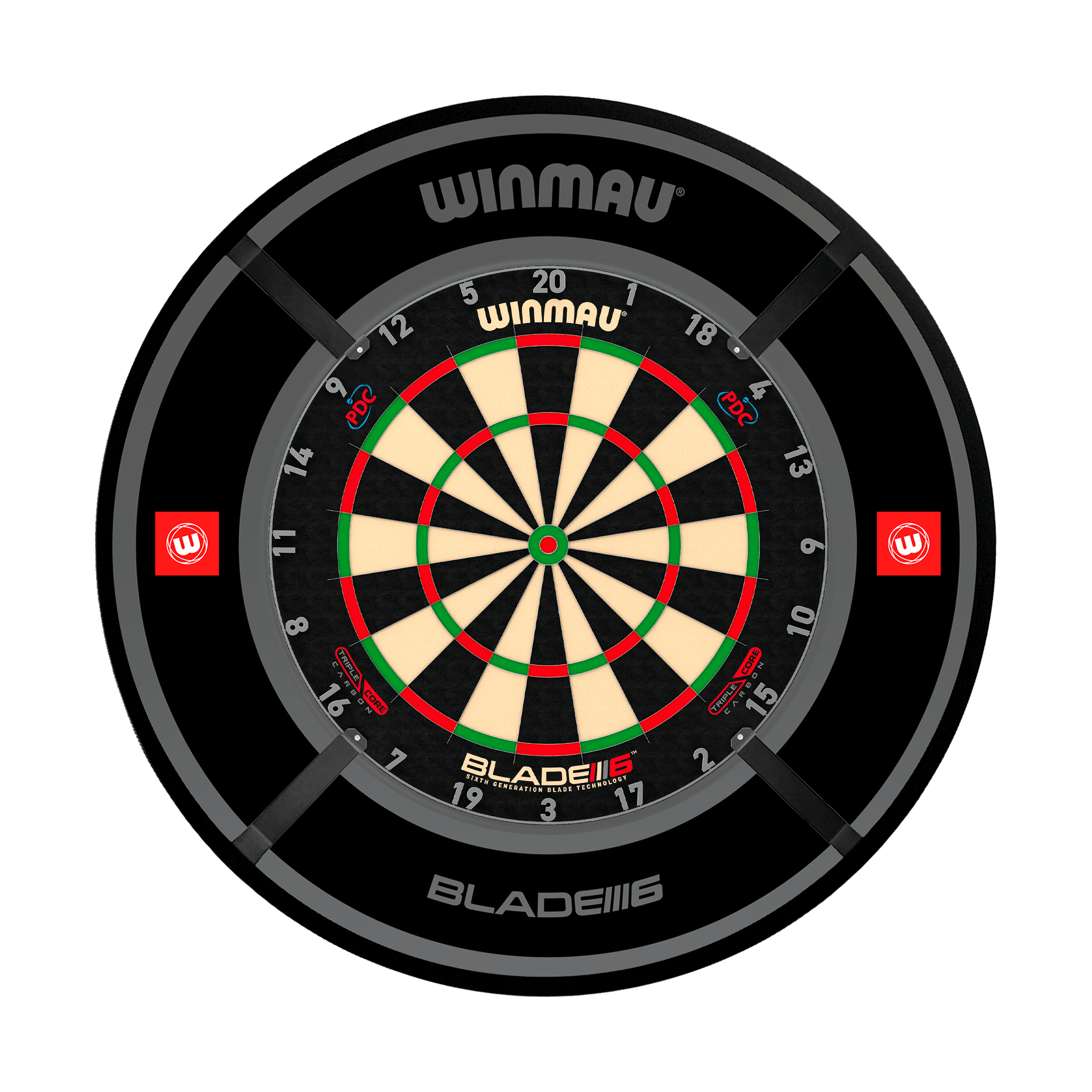 Winmau Blade 6 Triple Core Dartboard, Surround & Corona Light Bundle Blade 6 Triple Core / Pro 1.0 Black / Target Corona Vision Boards