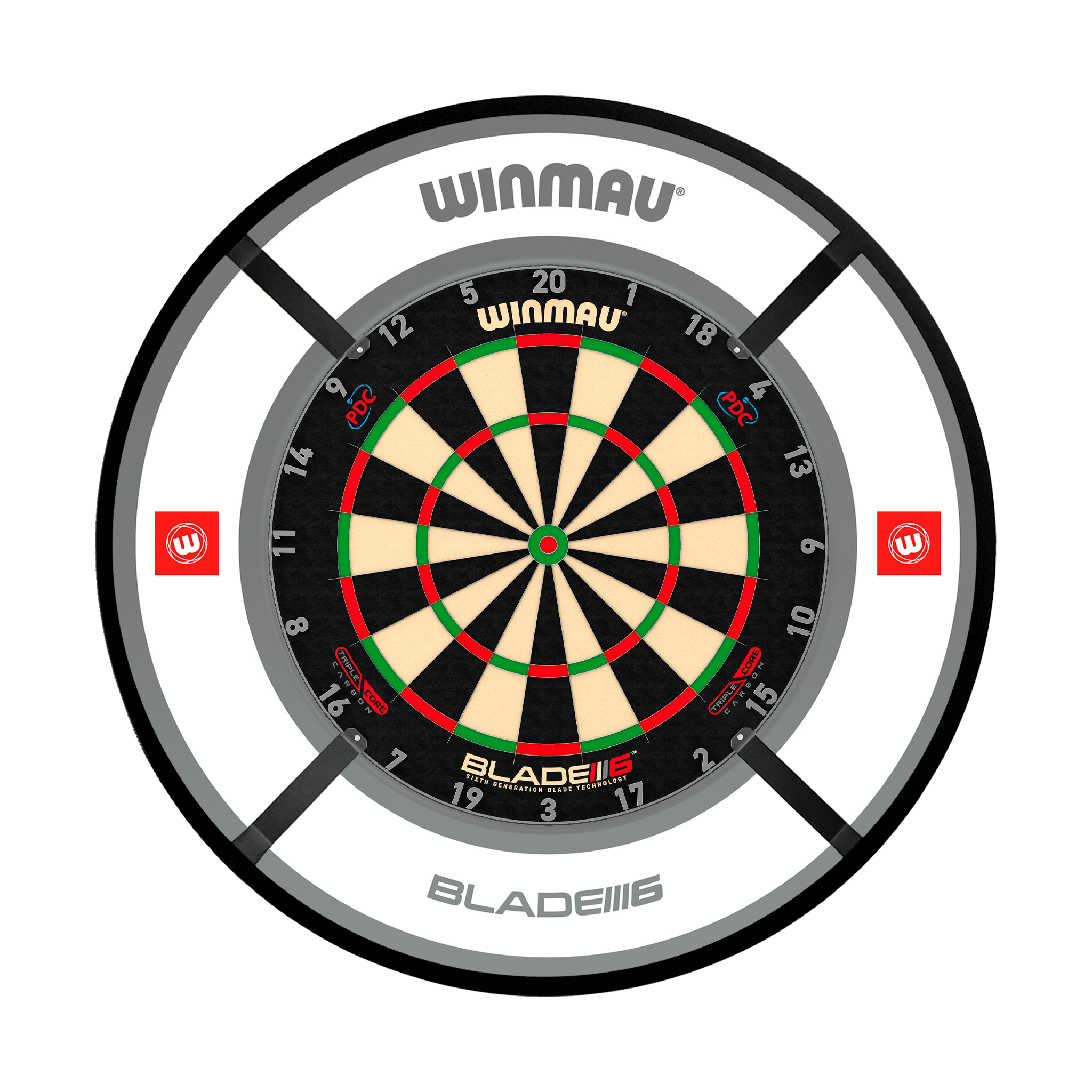 Winmau Blade 6 Triple Core Dartboard, Surround & Corona Light Bundle Blade 6 Triple Core / Pro 1.0 White / Target Corona Vision Boards
