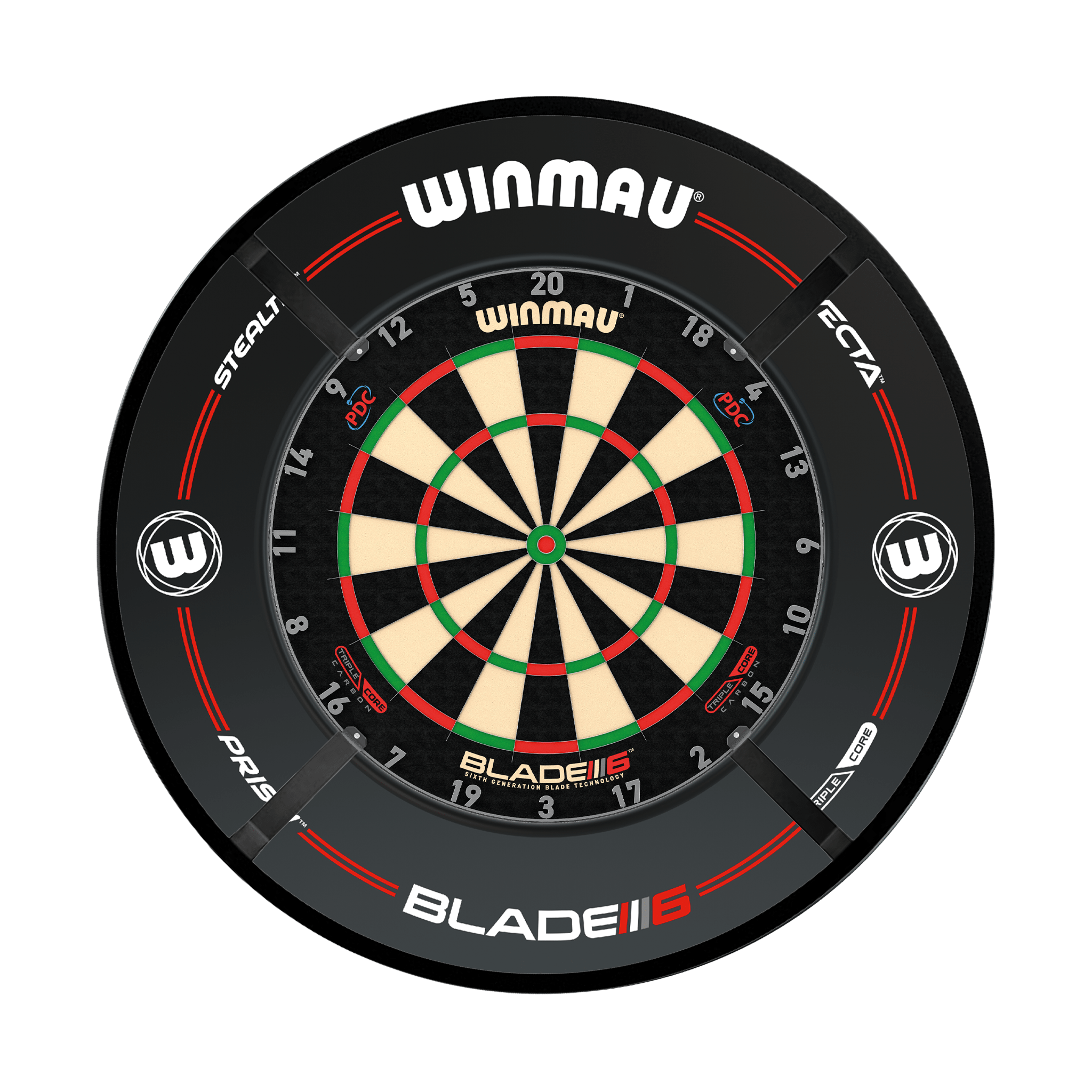 Winmau Blade 6 Triple Core Dartboard, Surround & Corona Light Bundle Blade 6 Triple Core / Pro-Line Black / Target Corona Vision Boards