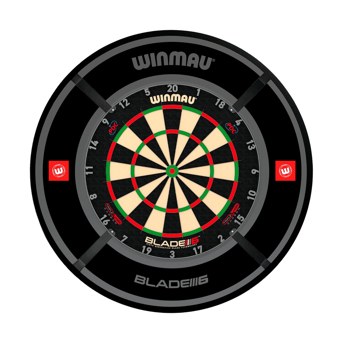 Winmau Blade 6 Triple Core Dartboard, Surround & Corona Light Bundle Dartboard Bundles