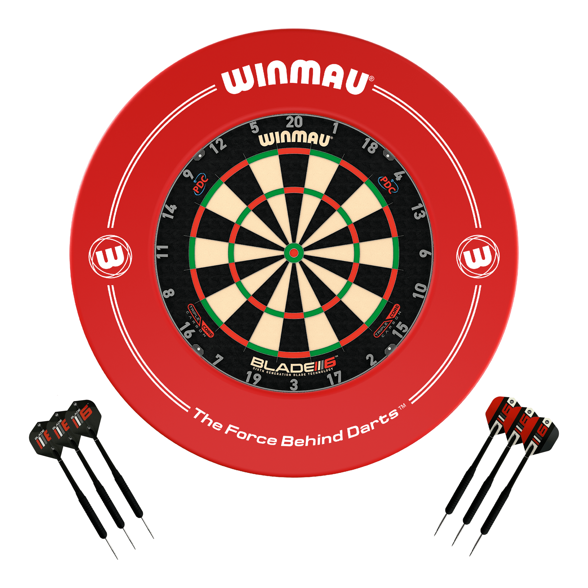 Winmau Blade 6 Triple Core Dartboard, Surround & Darts - Complete Darts Set Blade 6 Triple Core / Red Boards