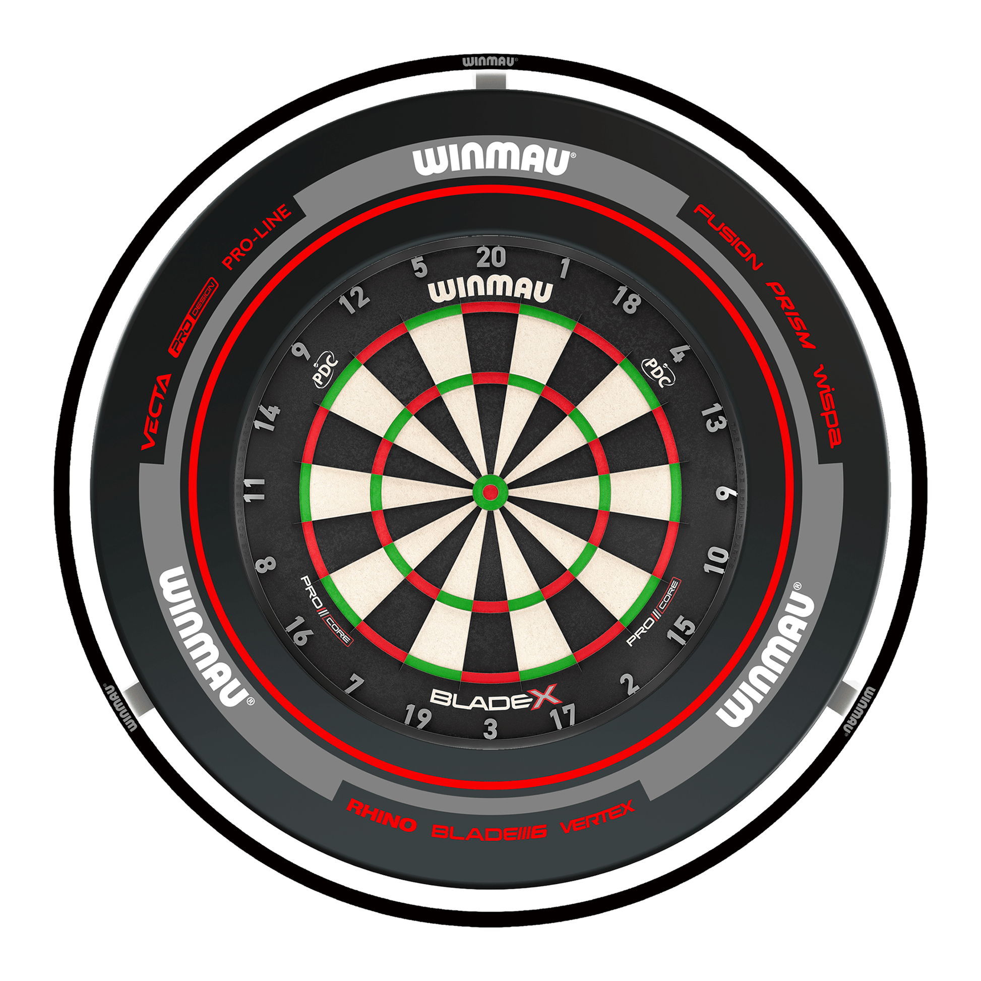 Winmau Blade X Dartboard, Surround & Black Plasma Light Bundle Blade X / Advance Black/Red / Winmau Plasma Black Boards