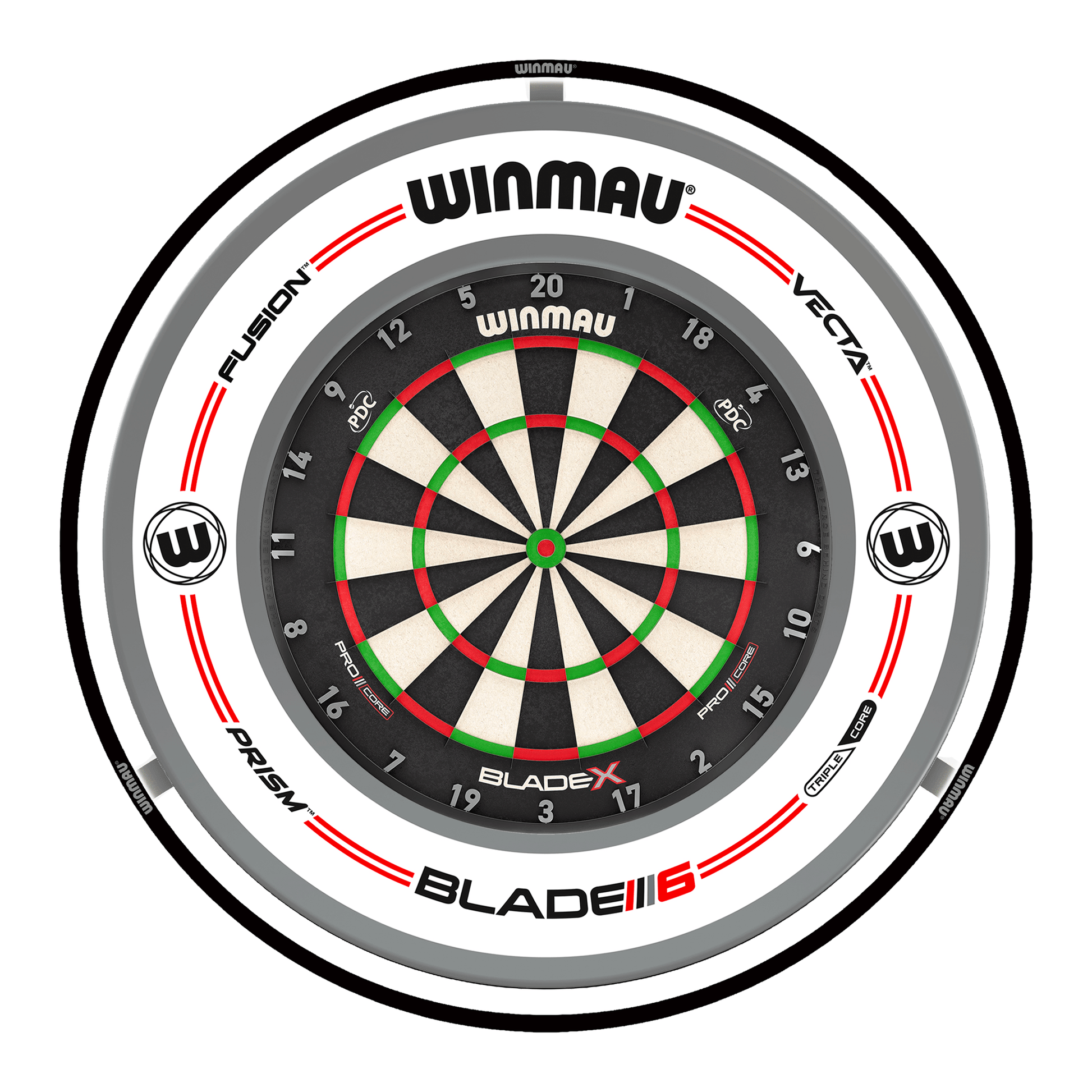 Winmau Blade X Dartboard, Surround & Black Plasma Light Bundle Blade X / Pro-Line White / Winmau Plasma Black Boards