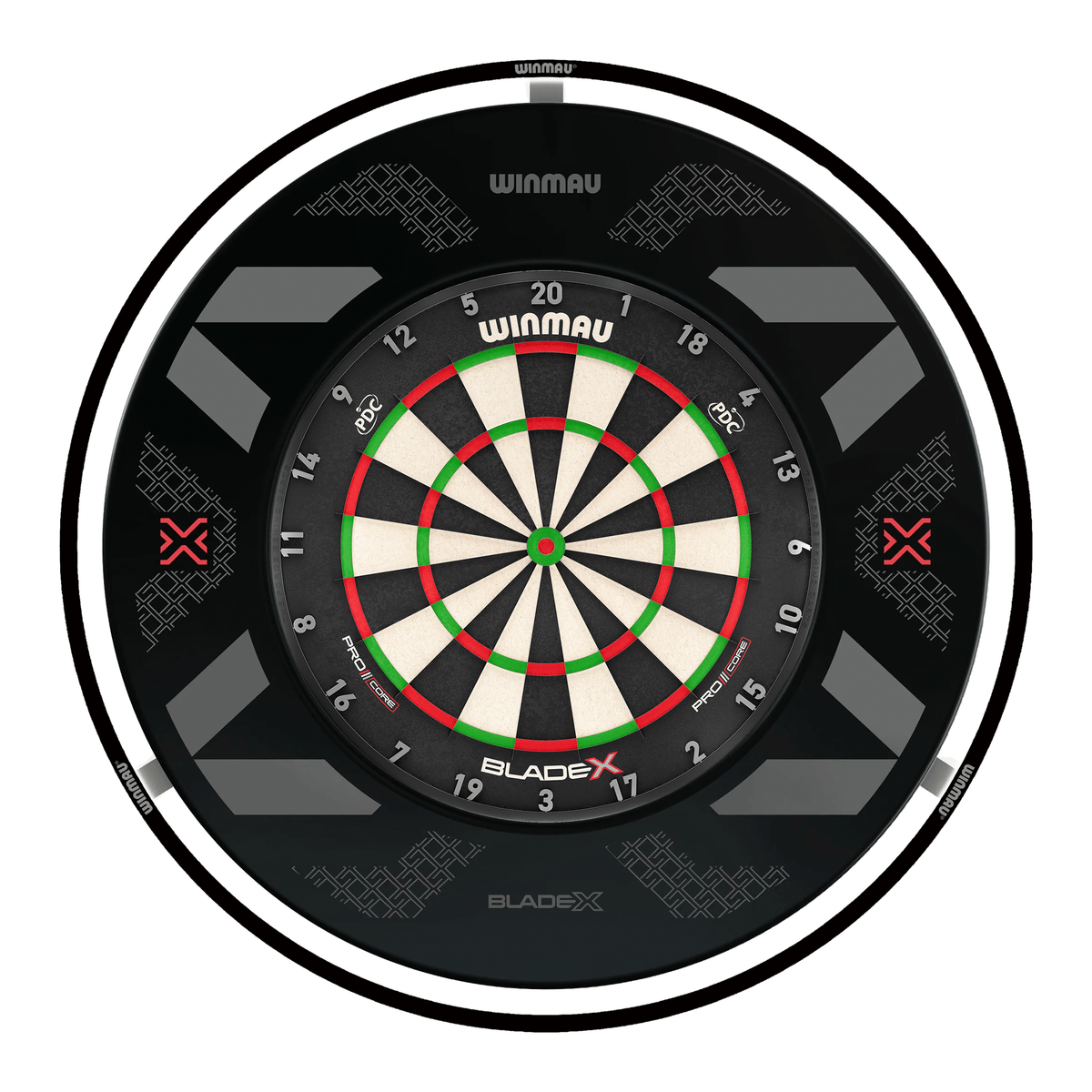 Winmau Blade X Dartboard, Surround & Plasma Light Bundle Dartboard Bundles