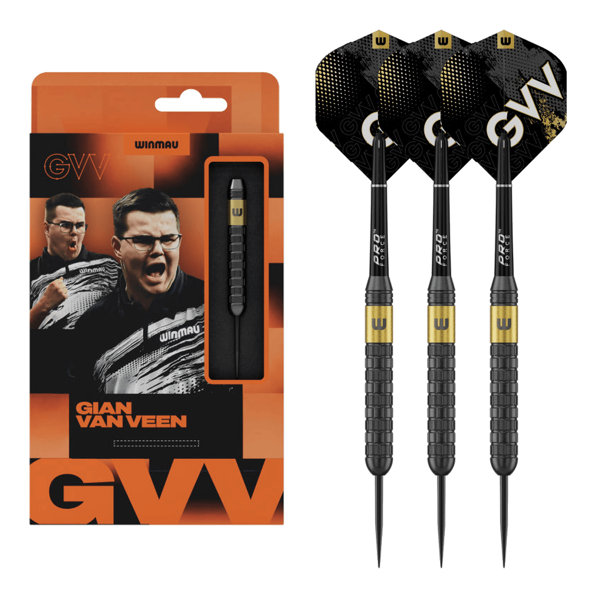 Winmau Gian Van Veen Core - Brass Barrel Steel Tip Darts 21 Grams Darts