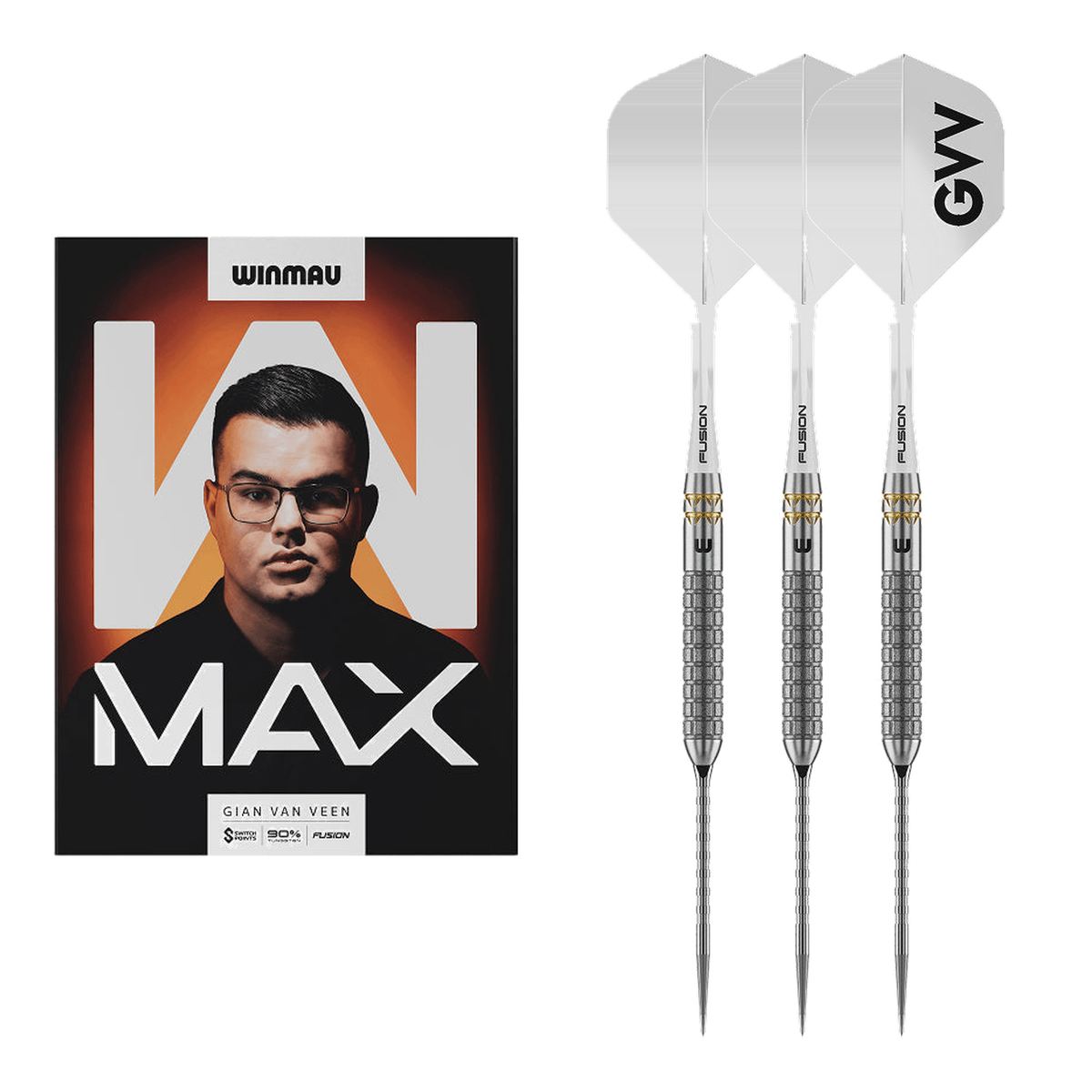 Winmau Gian Van Veen W-Max Switch Point - 90% Tungsten Steel Tip Darts 22 Grams Darts