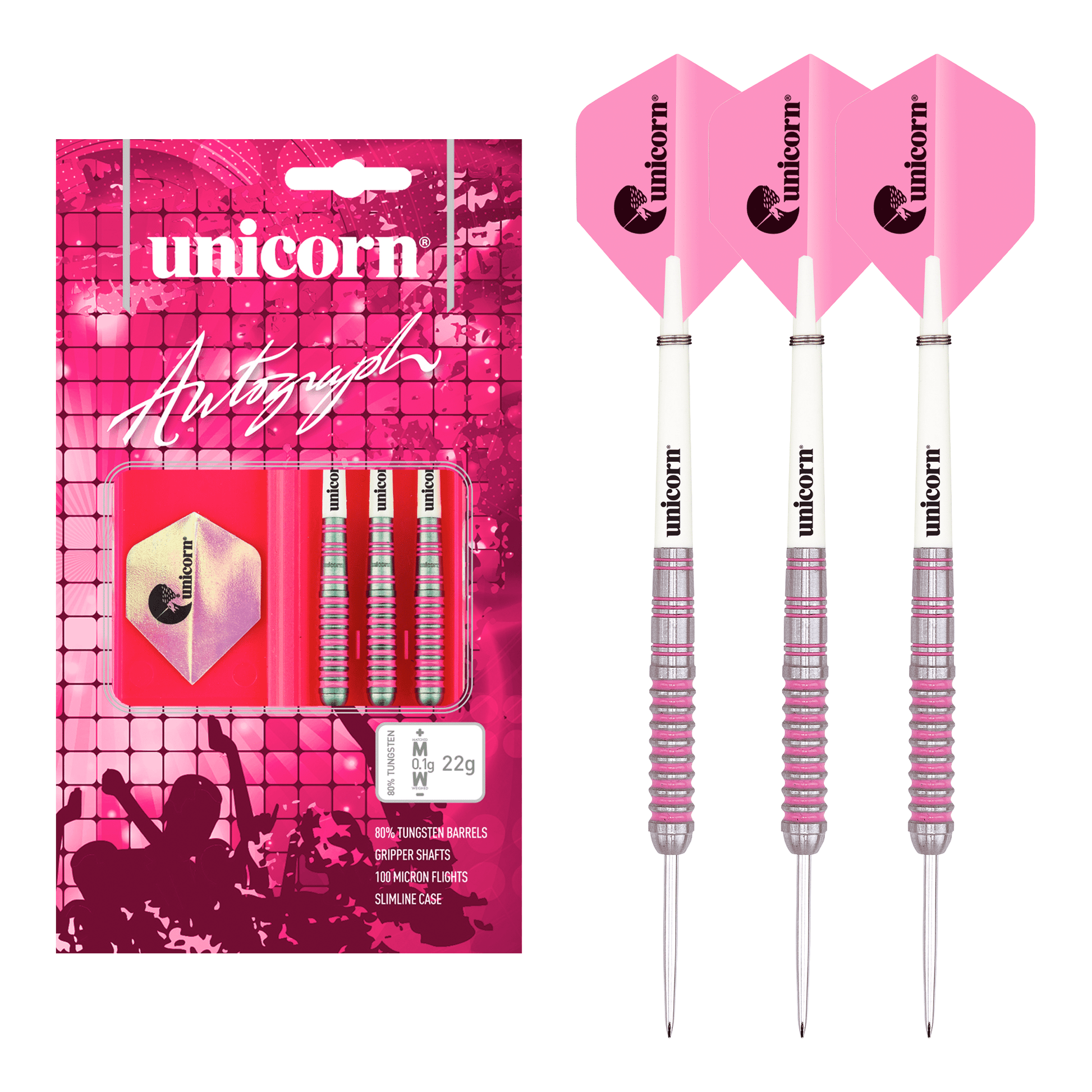 Unicorn Autograph - 80% Tungsten Steel Tip Darts 22 Grams Darts