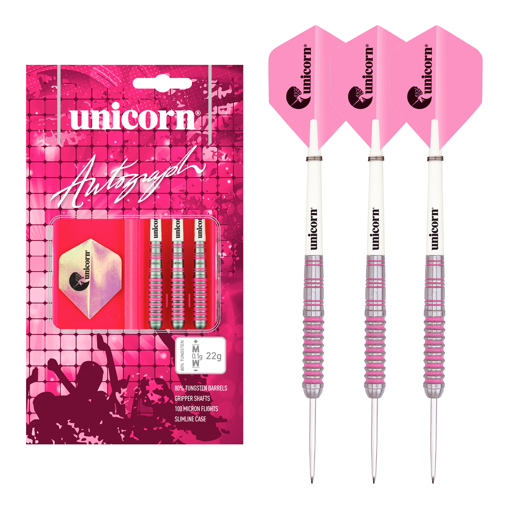 Unicorn Autograph - 80% Tungsten Steel Tip Darts 22 Grams Darts